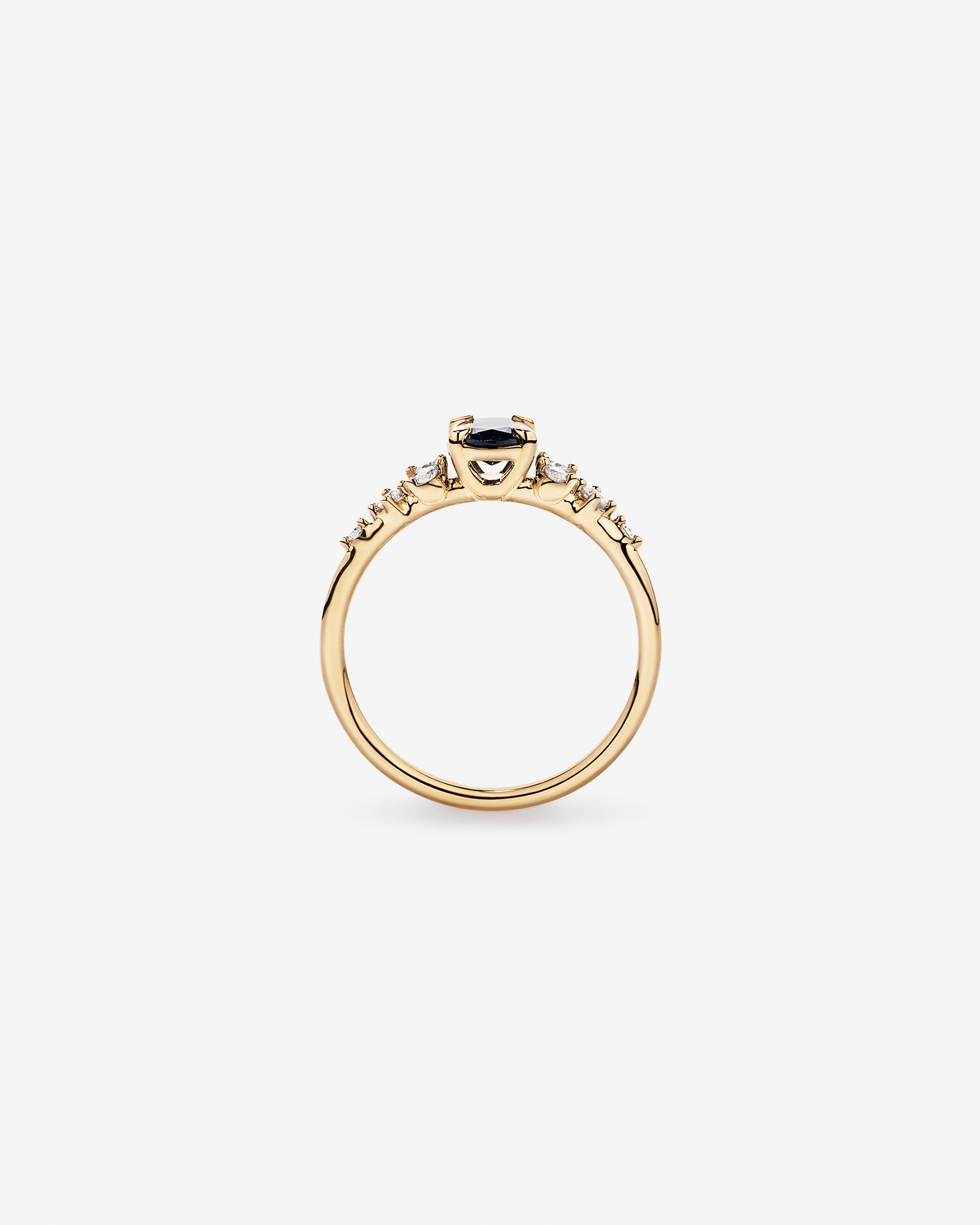 Sapphire and 0.12 Carat TW Diamond Ring 10kt Yellow Gold