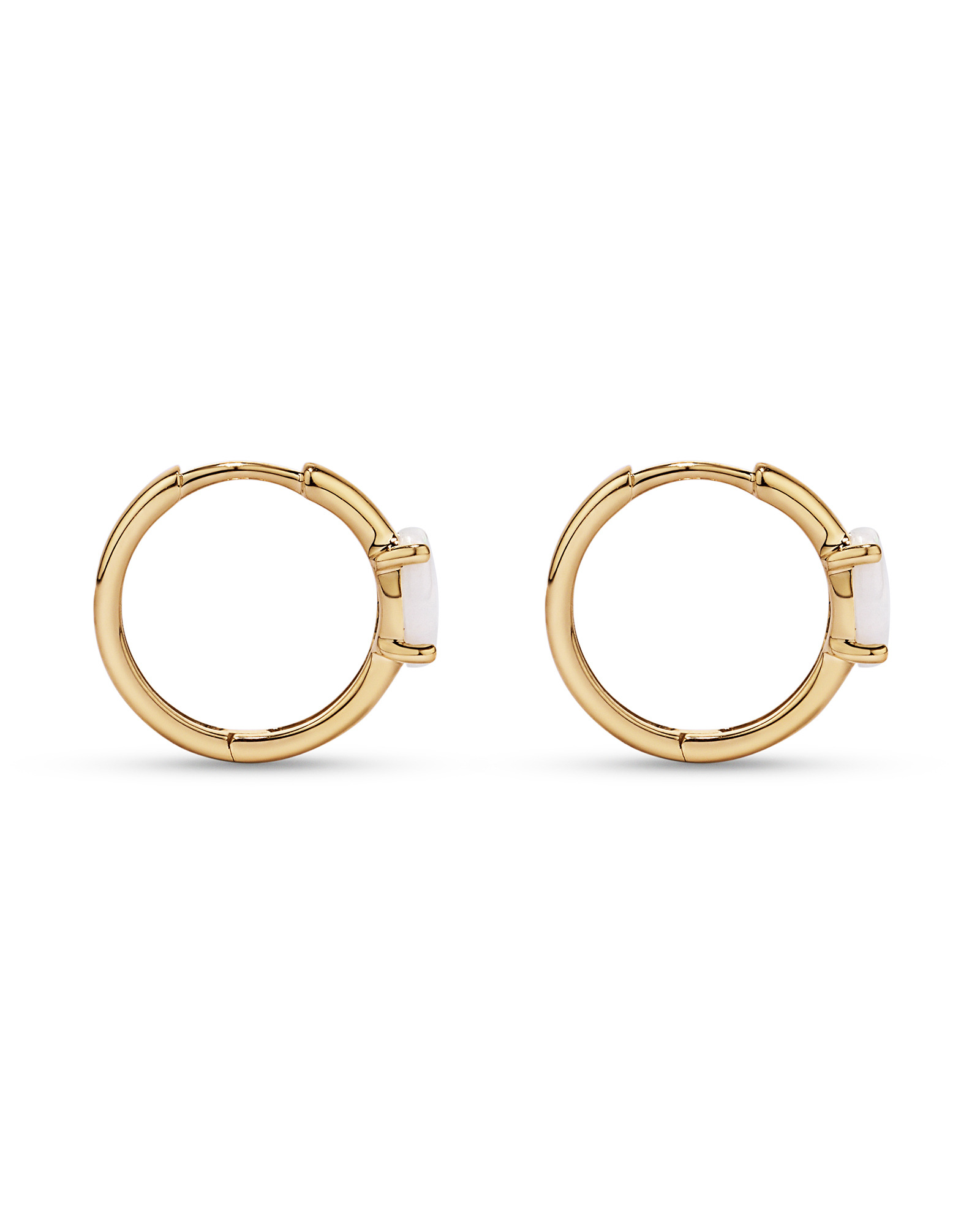 Australian Opal Huggie Hoop Earrings in 10kt Yellow Gold