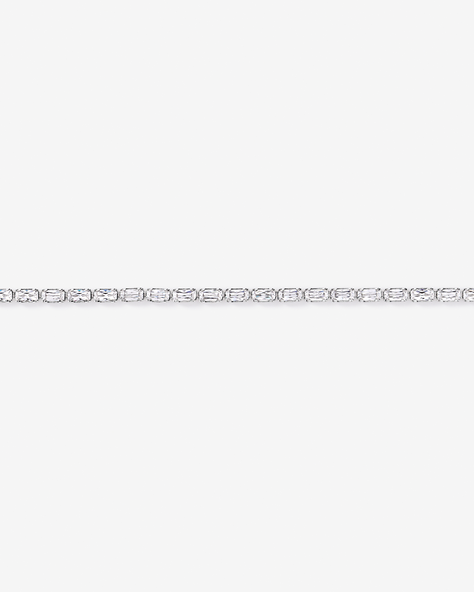 19cm (7.5") Baguette Cubic Zirconia Tennis Bracelet in Sterling Silver