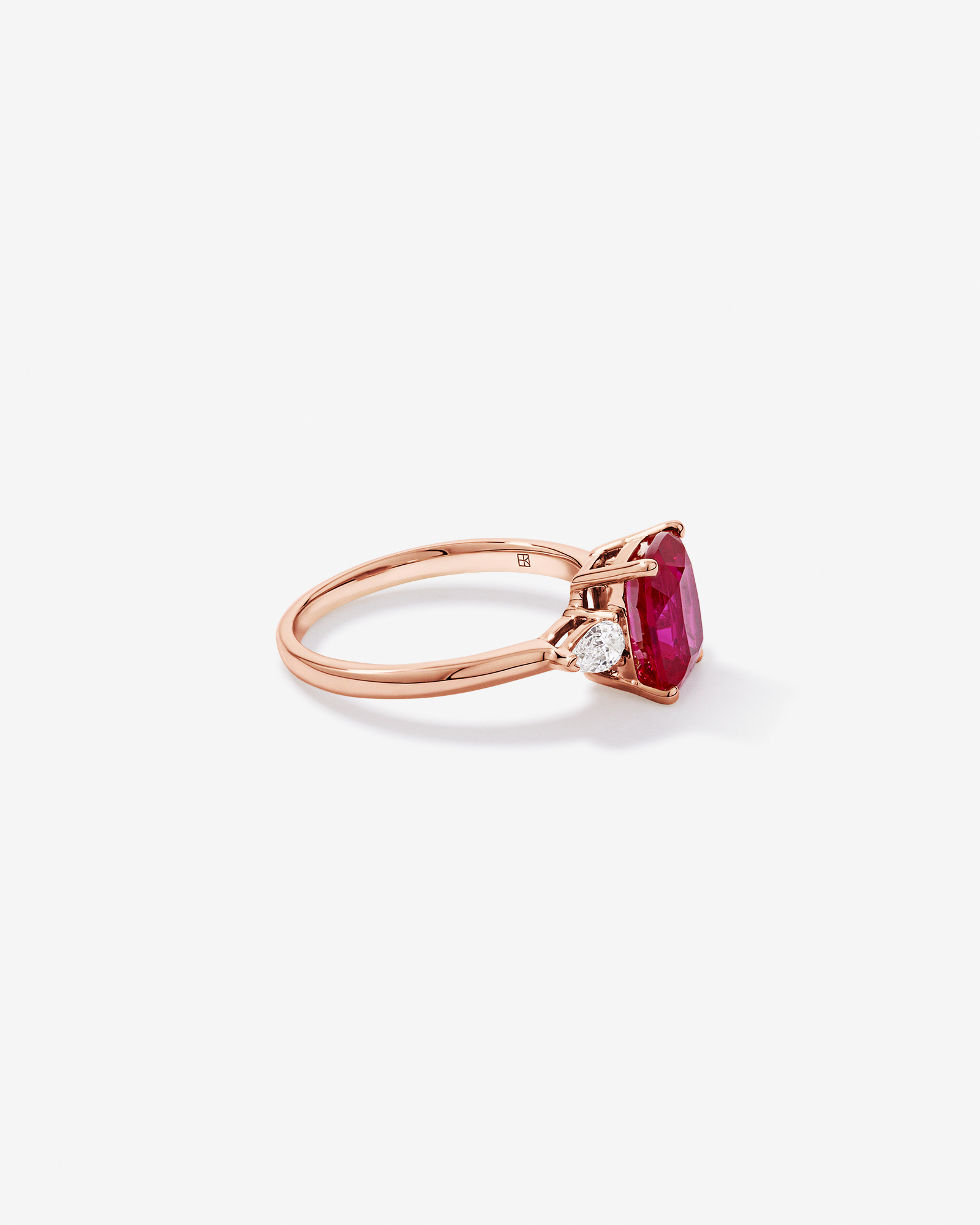 Created Ruby and 0.27 Carat TW Laboratory-Grown Diamond 3 Stone Ring 10kt Rose Gold