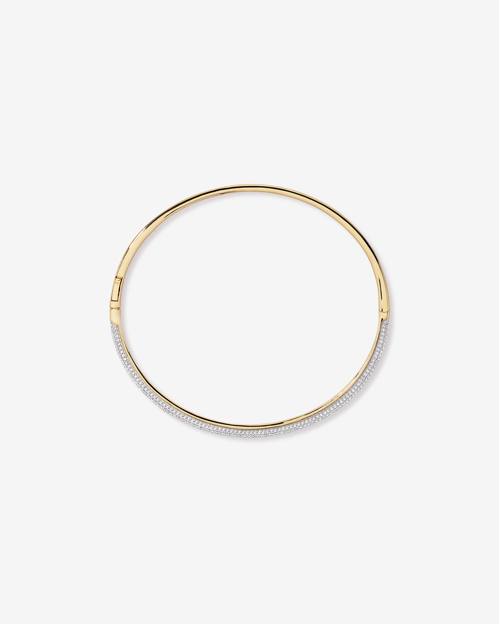 62mm Slim Pavé Hinged Bangle with Cubic Zirconia in 18kt Vermeil