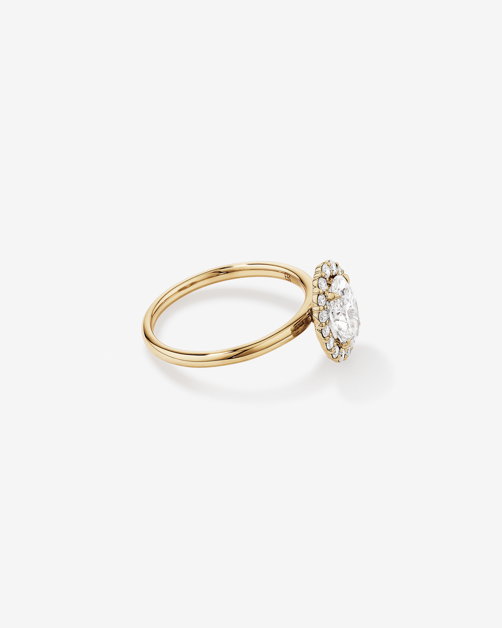 1.46 Carat TW Oval Cut Laboratory-Grown Diamond Halo Engagement Ring in 14kt Yellow Gold