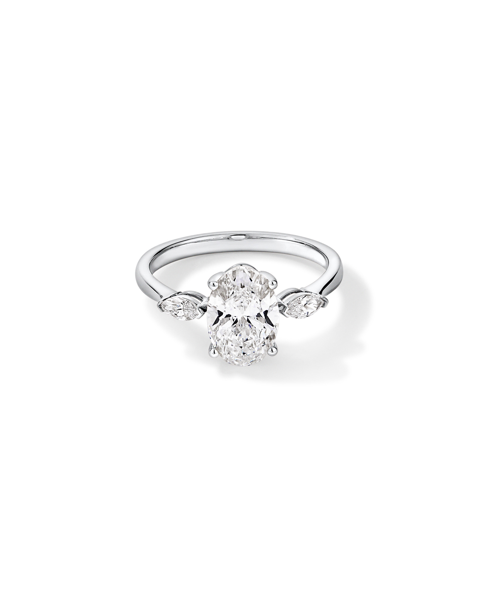 2.18 Carat TW Laboratory-Grown Diamond Oval and Marquise Three-Stone Ring 14kt Gold