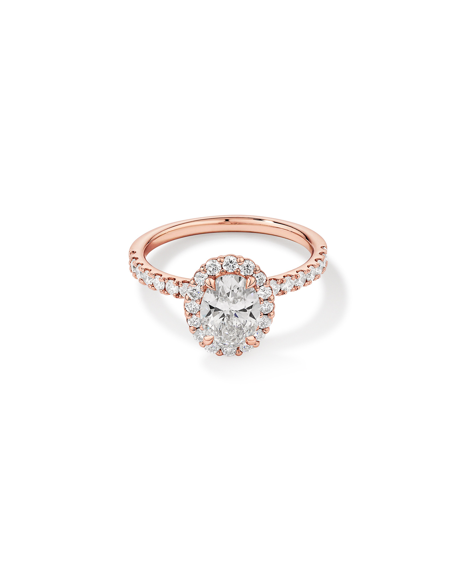 Bague de fiançailles ovale TW de 1,78 carat en or rose et blanc 14 carats
