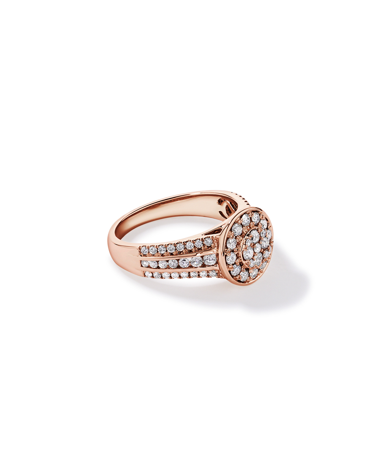 Bague en or rose 10 carats avec motif de diamants ronds (poids total 0,85 carat)