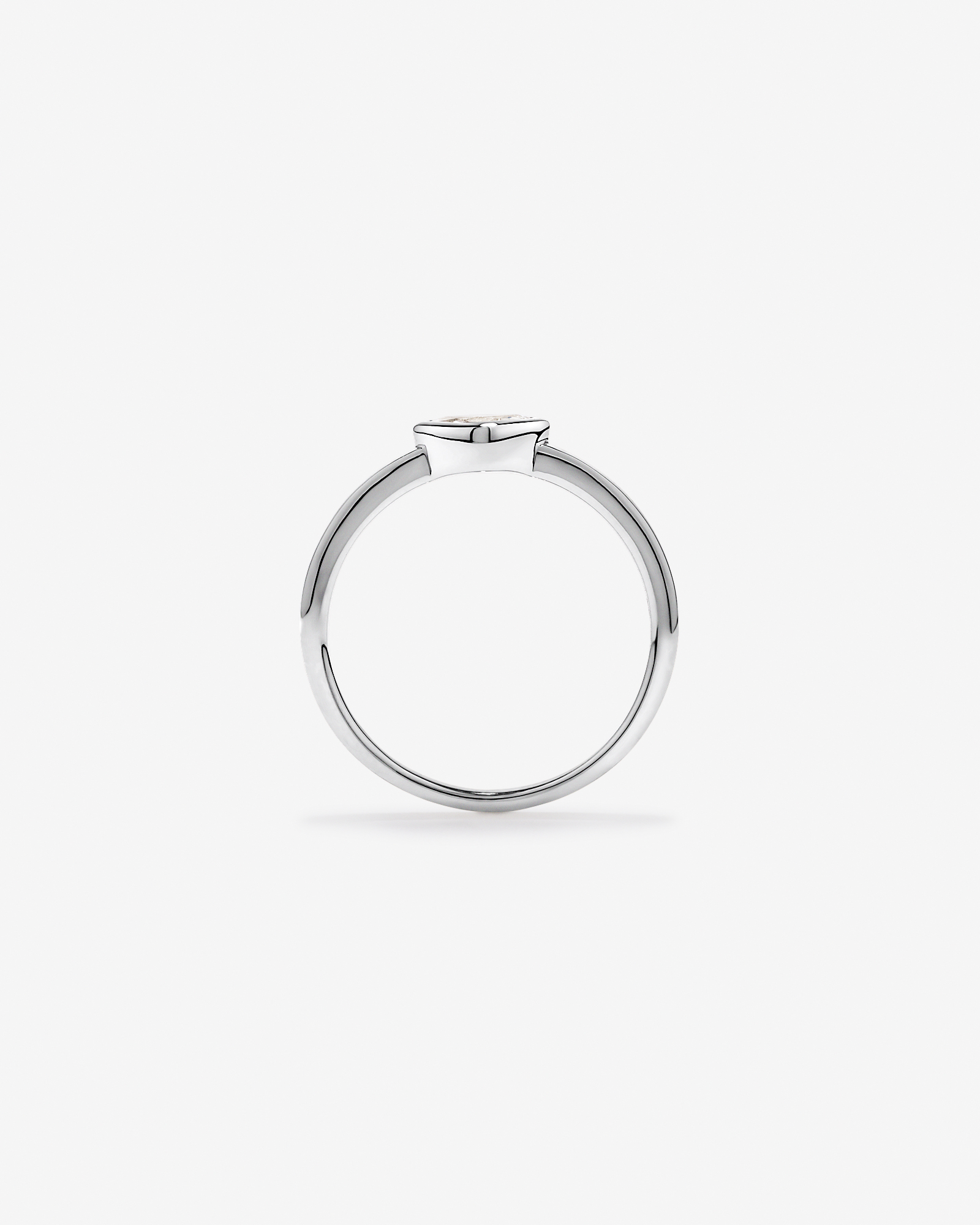 Marquise Cut White Created Sapphire East-to-West Set Bezel Ring 10kt Gold