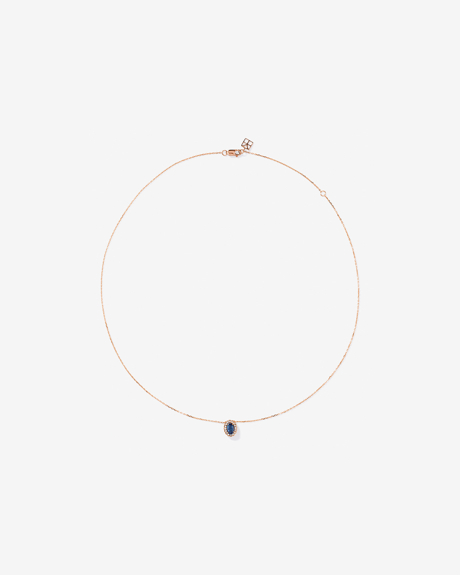 Australian Sapphire & 0.09 Carat TW Diamond Halo Necklace in 10kt White Gold