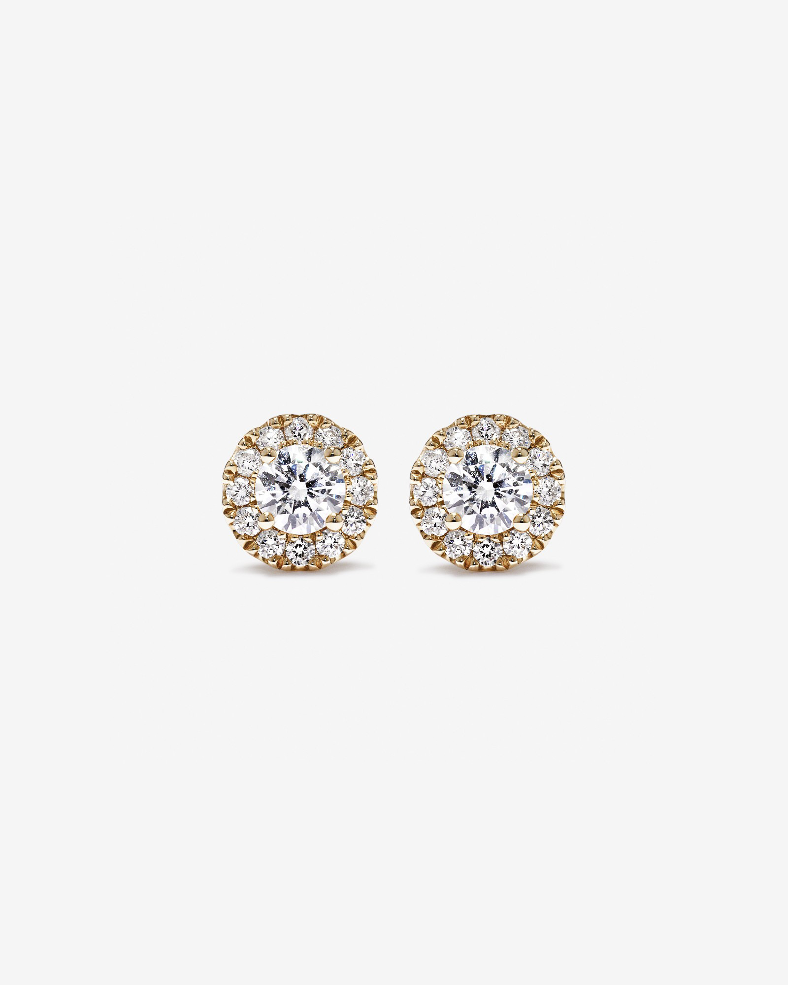0.50 Carat TW Round Brilliant Laboratory-Grown Diamond Halo Stud Earrings in 10kt Yellow Gold