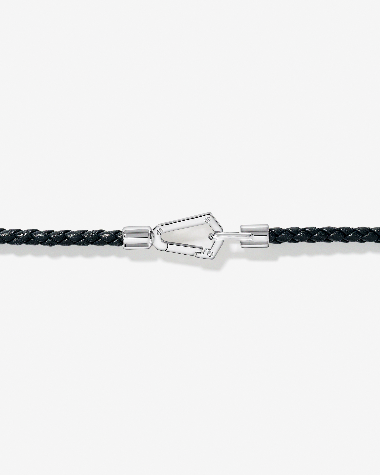 Men's Braided Leather Double Wrap Bracelet in Sterling Silver
