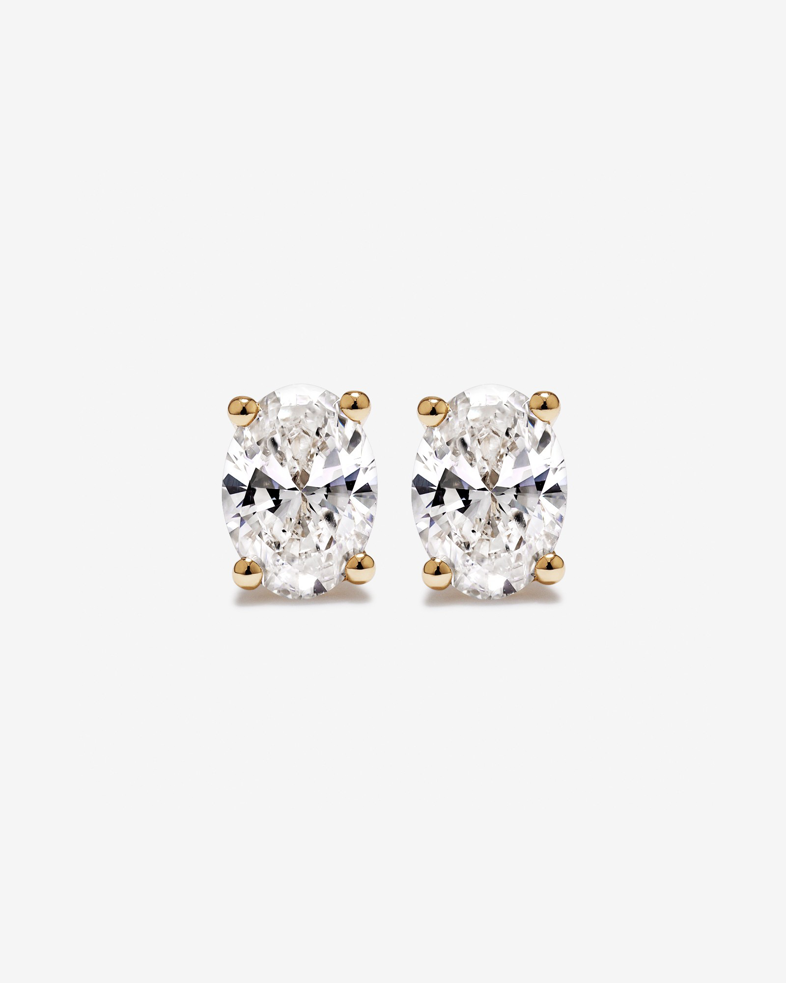 1.00 Carat TW Oval Cut Laboratory-Grown Diamond Solitaire Stud Earrings in 10kt Yellow Gold
