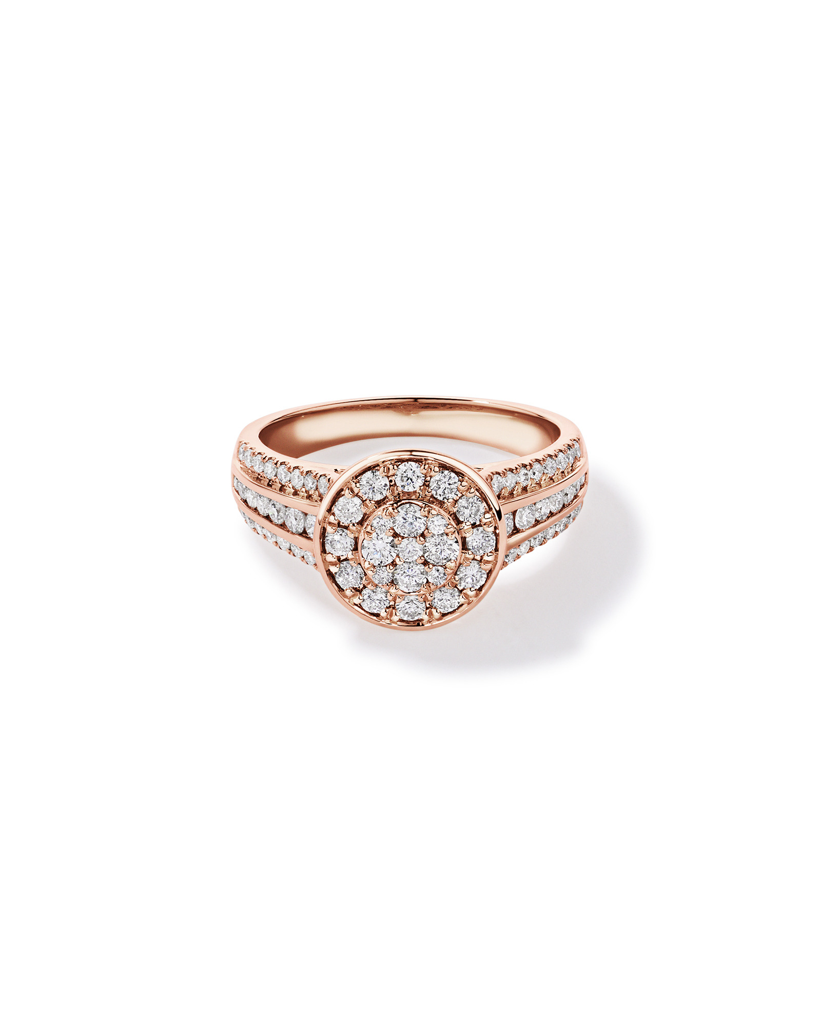 0.85 Carat TW Round Diamond Cluster Ring 10kt Rose Gold
