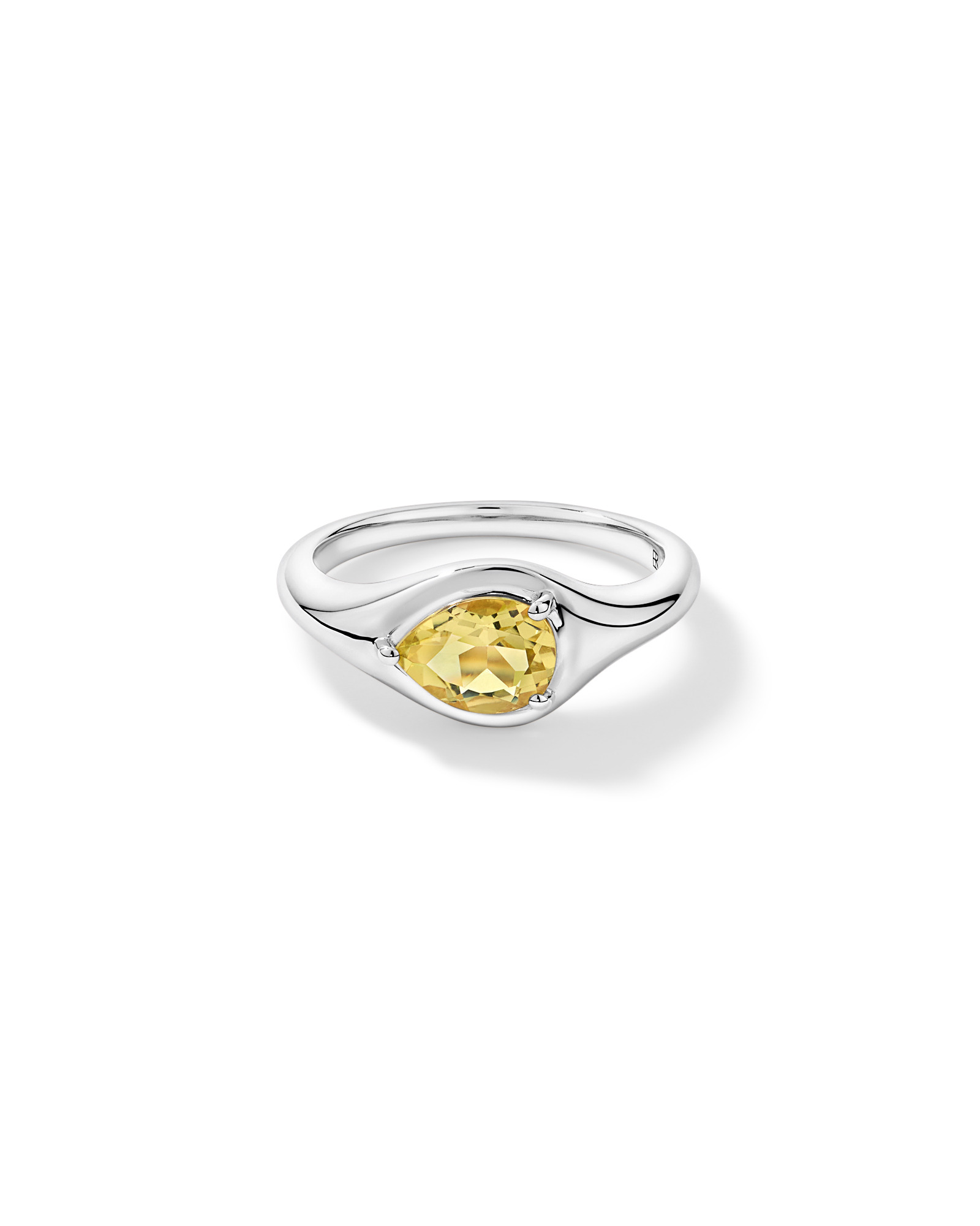 Pear Cut Lemon Quartz East-to-West Set Ring 10kt Gold