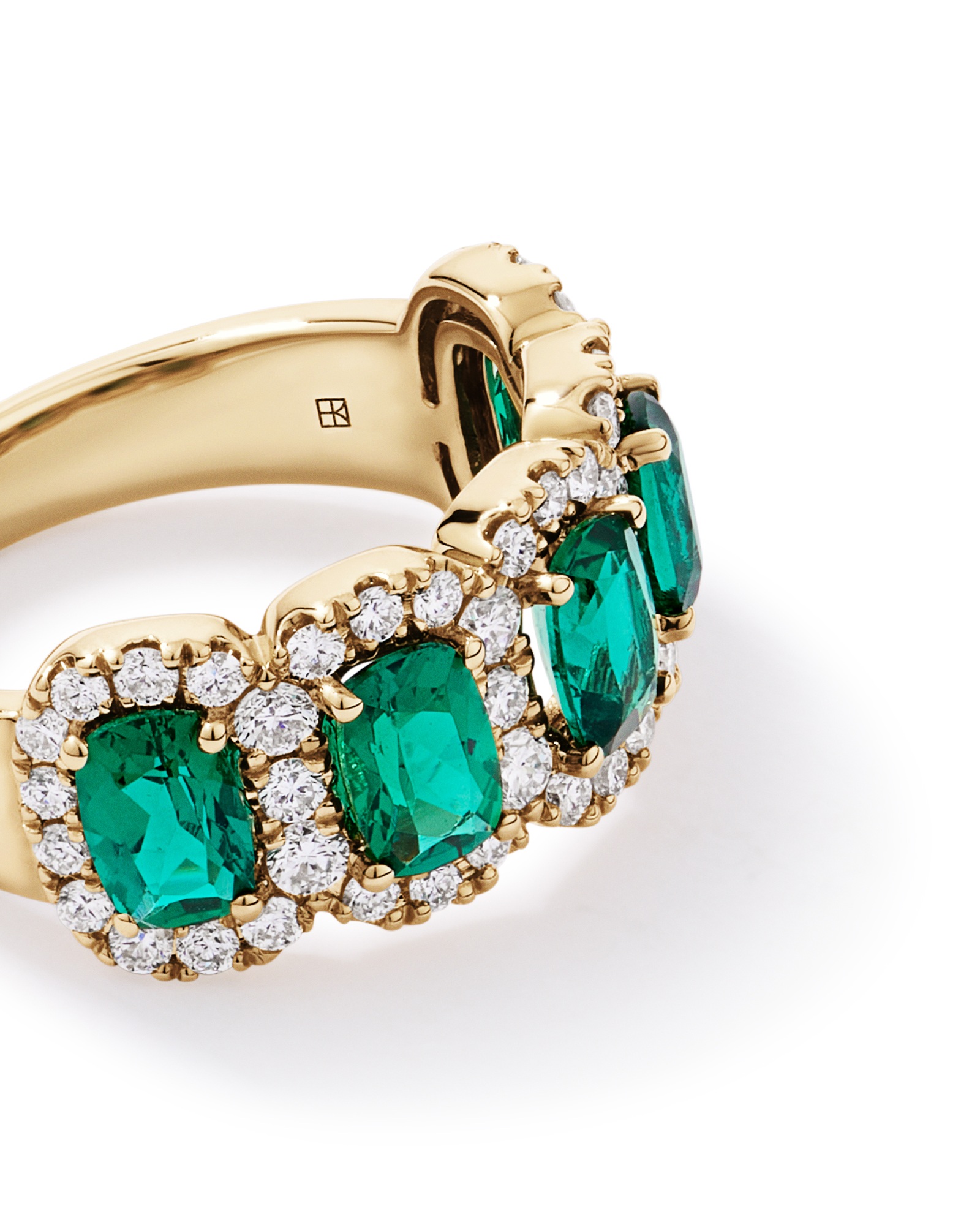 Created Emerald and 0.90 Carat TW Laboratory-Grown Diamond Ring 10kt Yellow Gold