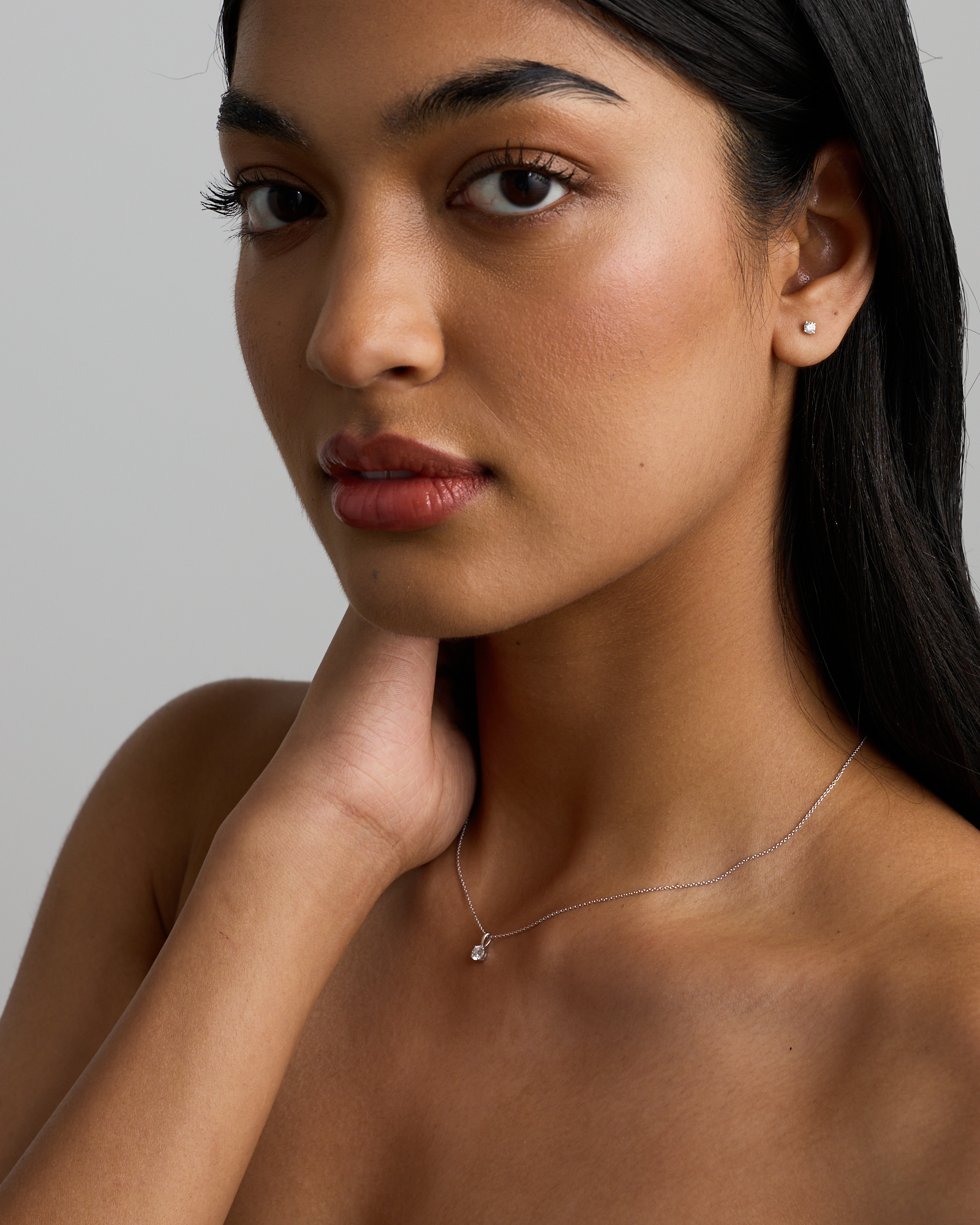 0.20 Carat TW Round Brilliant Laboratory-Grown Diamond Solitaire Stud Earrings in Sterling Silver