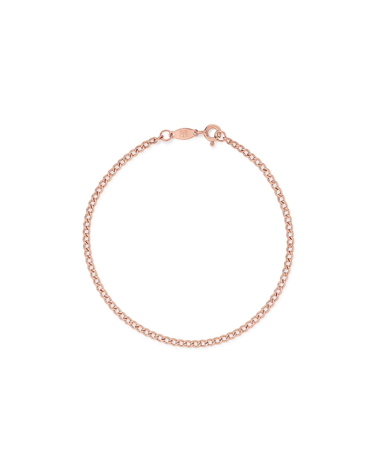 Bracelet gourmette diamantée semi-solide de 2,4 mm en or rose 10 K, 19 cm