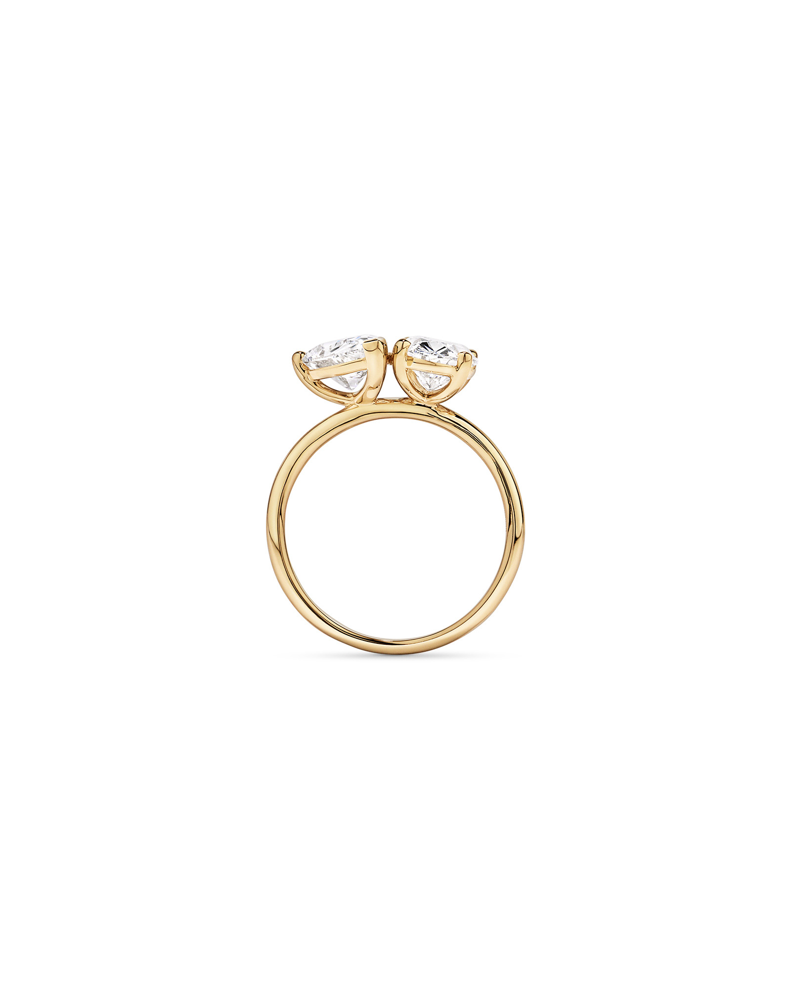 3.00TW Pear and Oval Laboratory-Grown Diamond Two Stone Engagement Ring 14kt Yellow Gold