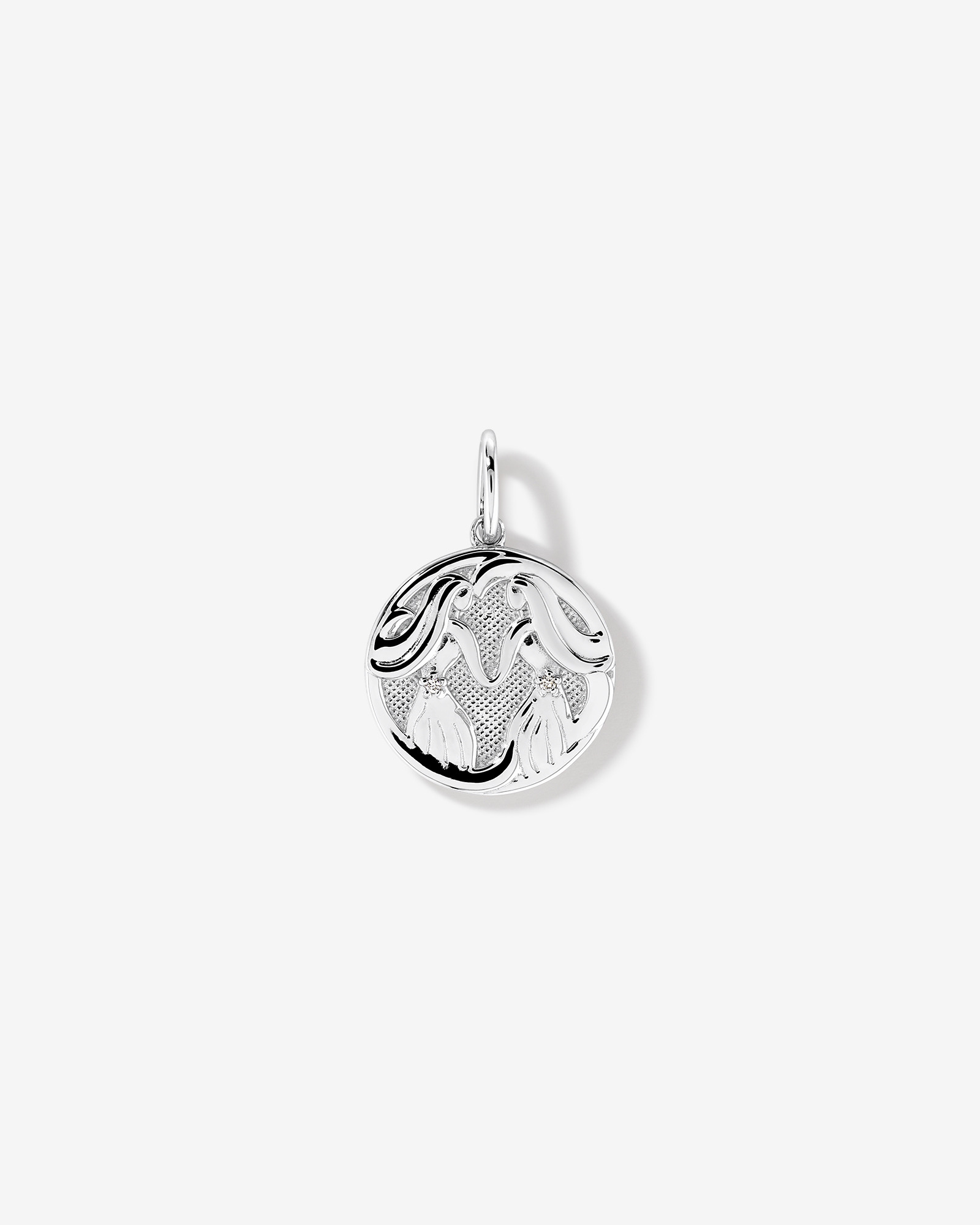 Diamond Accent Gemini Zodiac Pendant in Sterling Silver