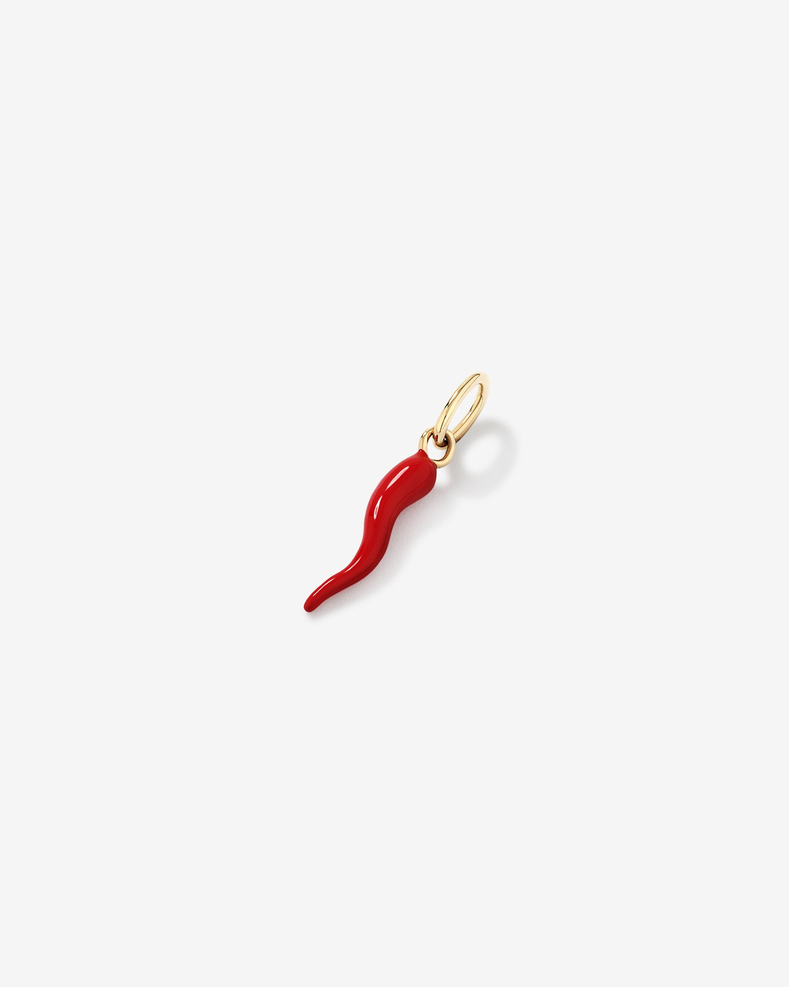 Pendentif Cornicello Rouge en Argent Sterling et Or Jaune 10k