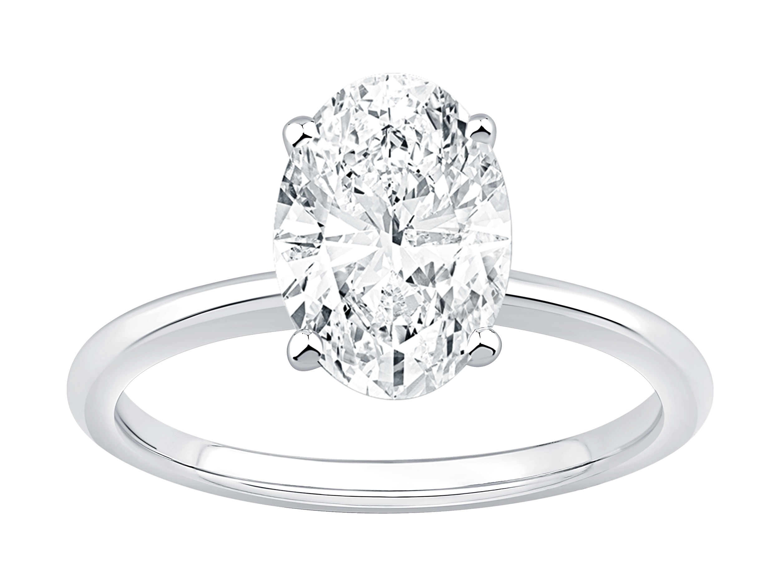 2 Carat TW Oval Laboratory-Grown Diamond Solitaire Engagement Ring 14kt White Gold