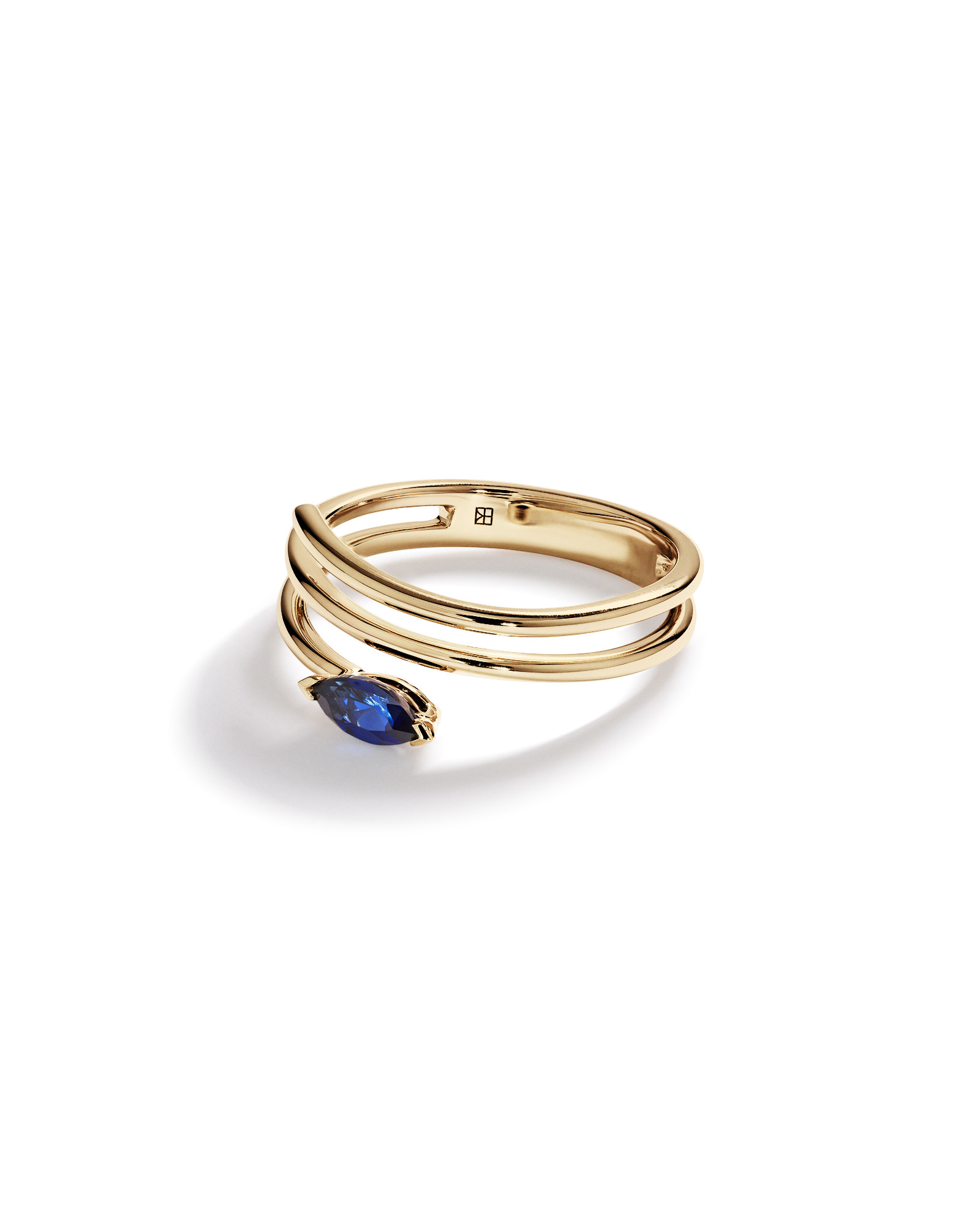 East West Marquise-Cut Created Sapphire Wrap Ring in 10kt Yellow Gold