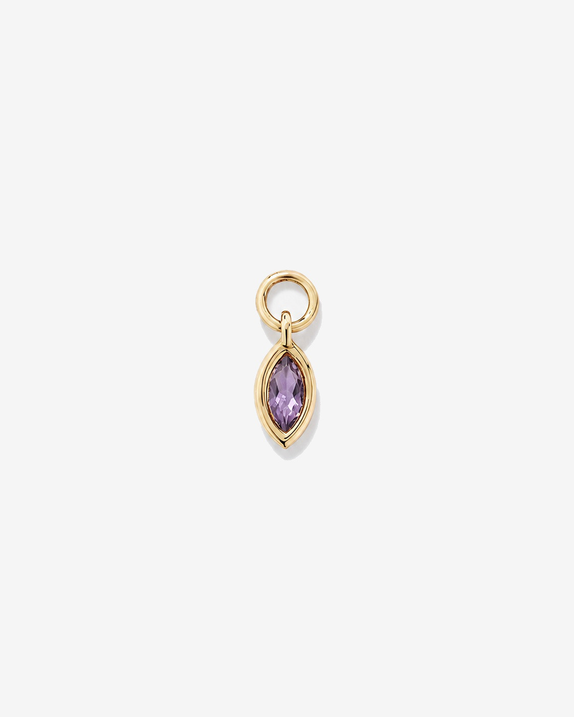 Amethyst Single Earring Charm in 10kt Yellow Gold