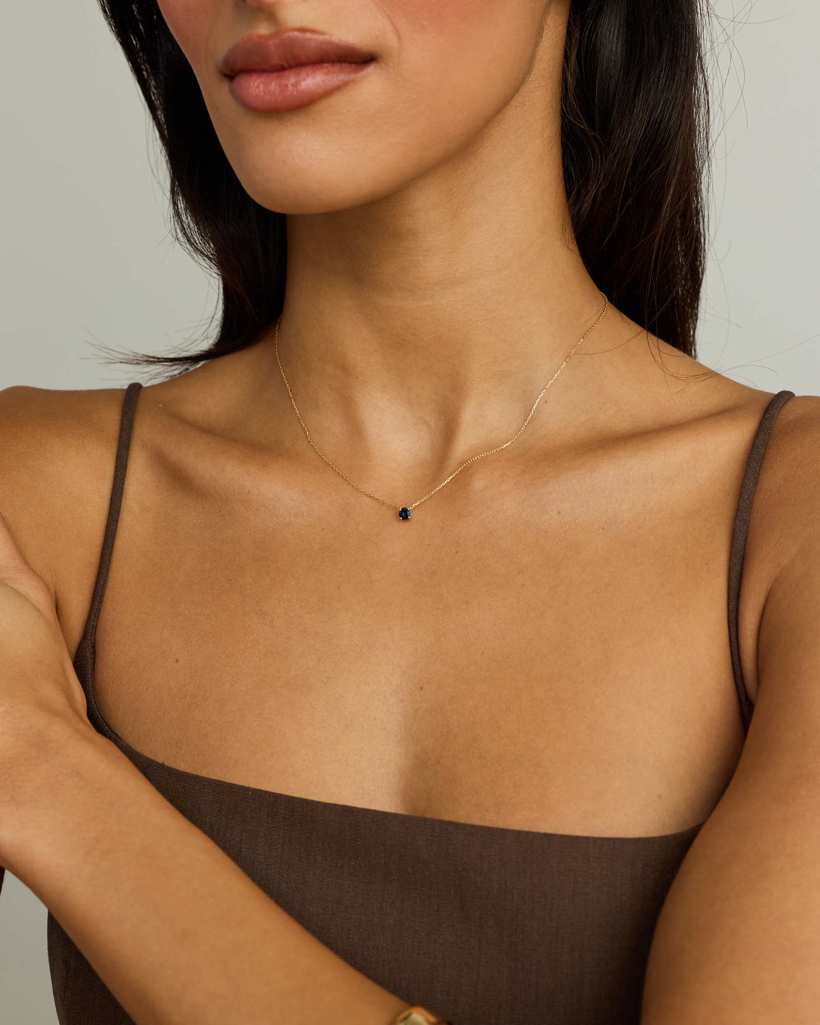 Australian Sapphire Round Cut Necklace in 10kt Yellow Gold
