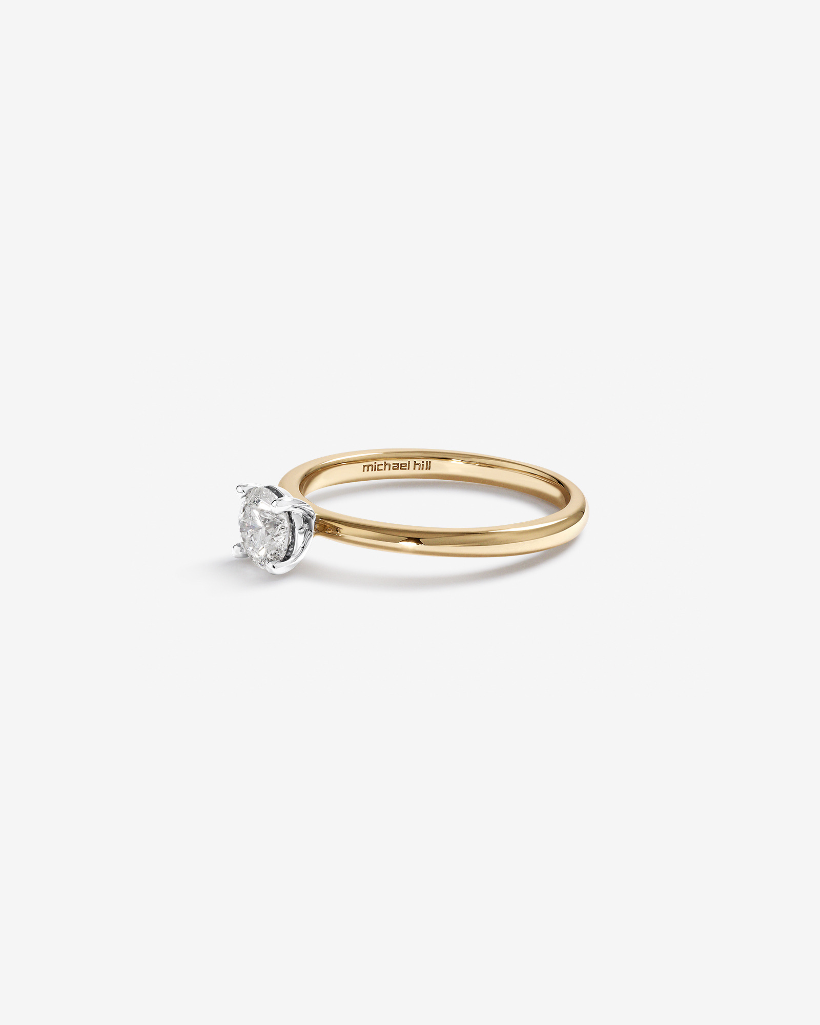 Bague de Fiançailles Solitaire en Diamant Rond Brillant 0,50 Carat TW en Or Jaune et Blanc 14 kt