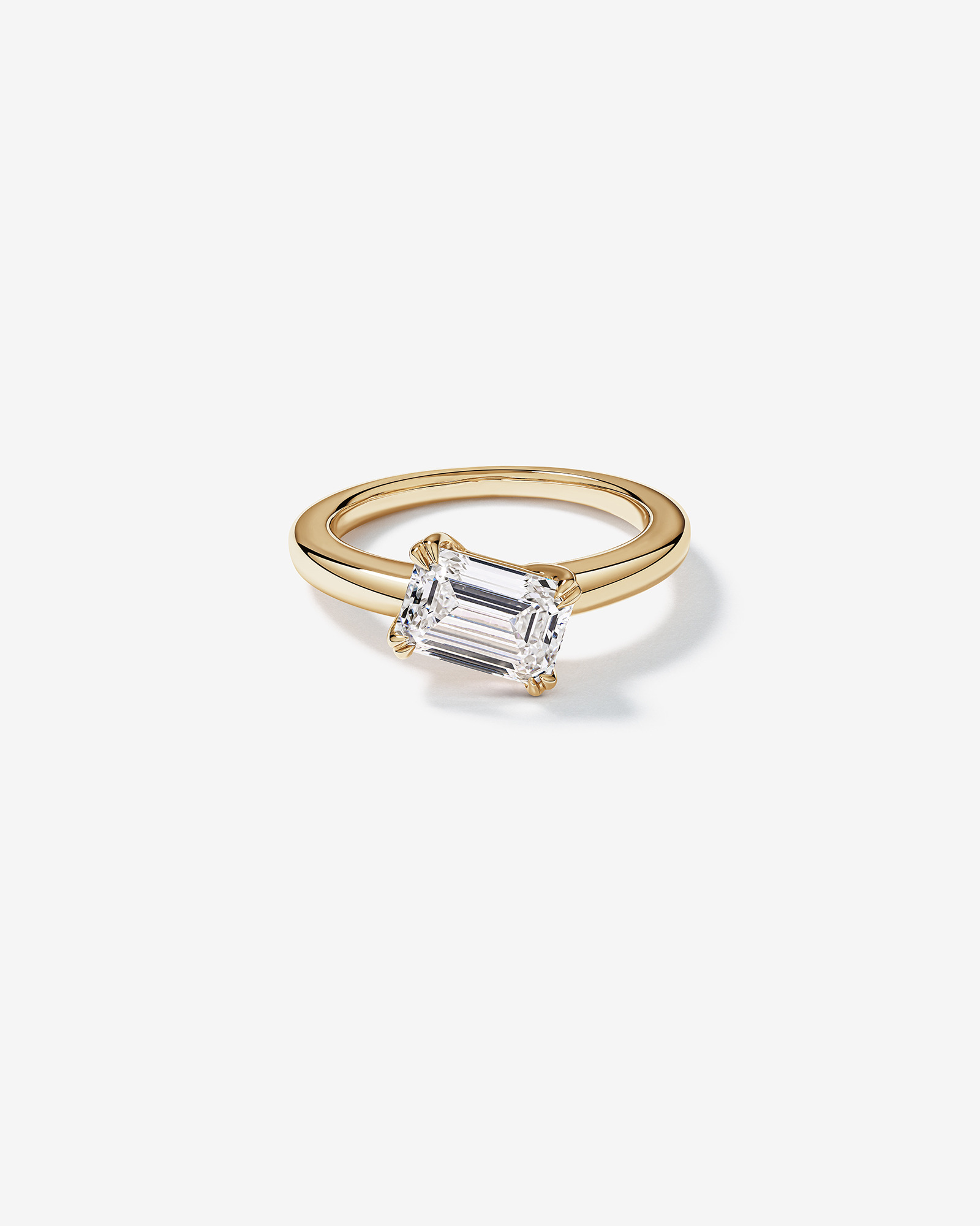 2.00 Carat TW East West Emerald Cut Laboratory-Grown Diamond Offset Engagement Ring in 14kt Yellow Gold