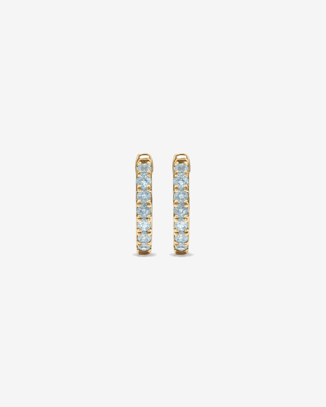 Aquamarine Huggie Hoop Earrings in 10kt Yellow Gold