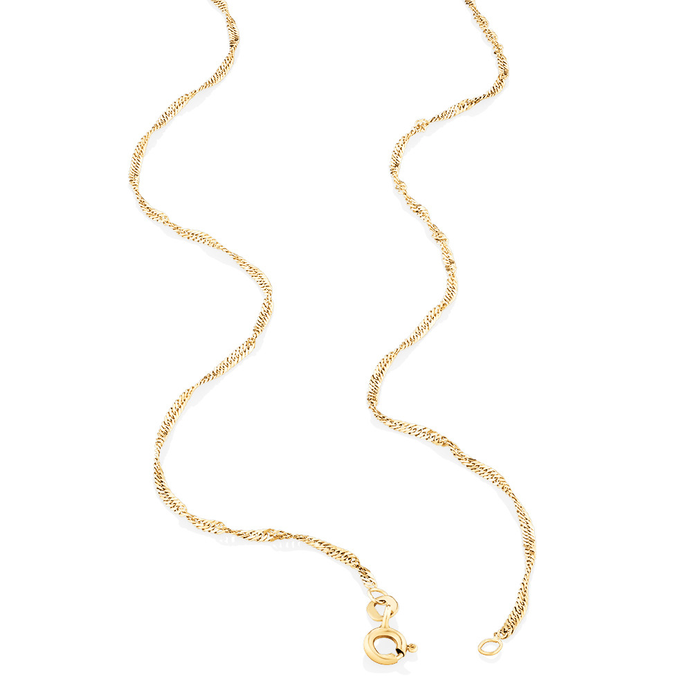 45cm (18") 1.65mm Width Singapore Chain in 10kt Yellow Gold