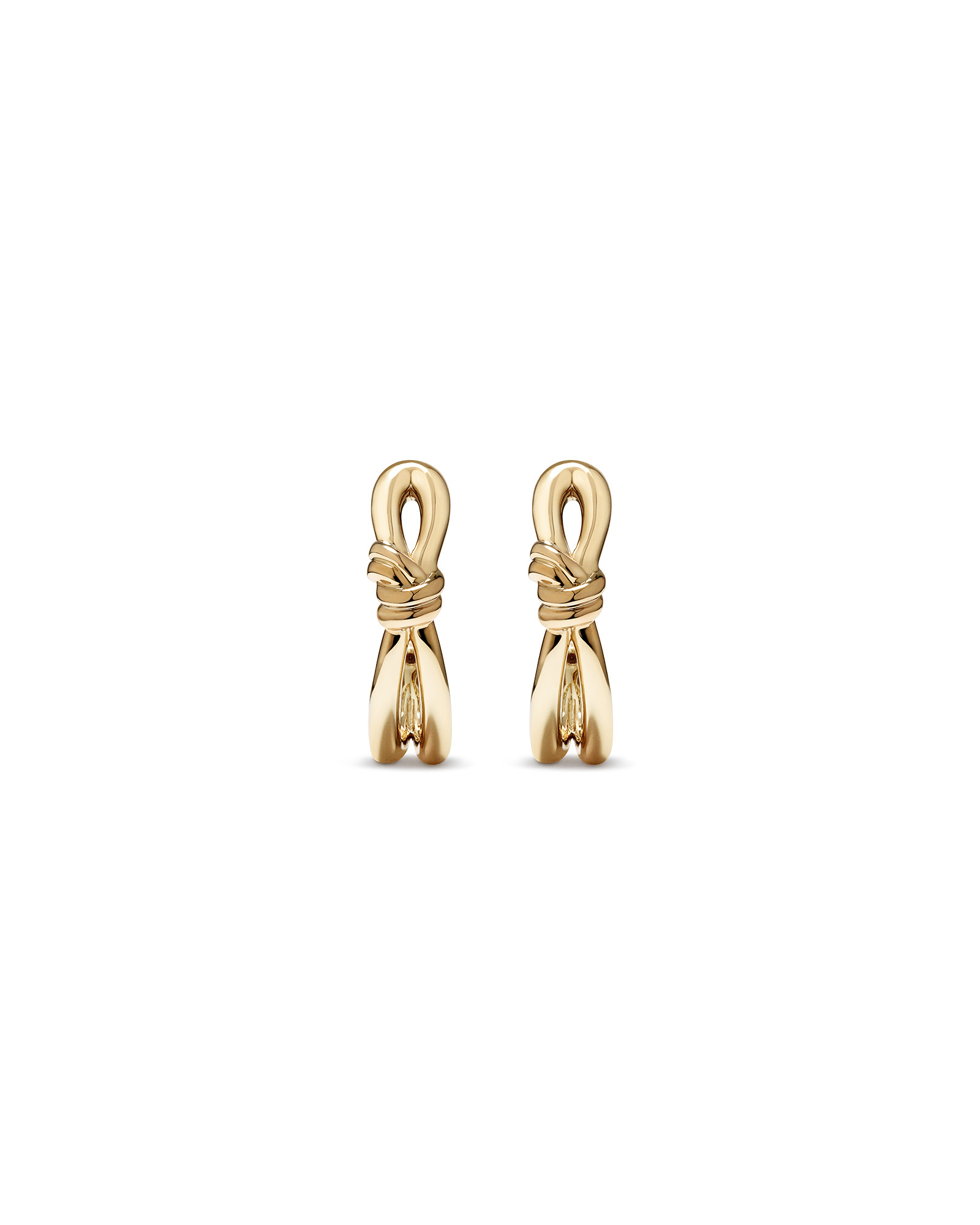 Knot Half Hoop Stud Earrings in 10kt Yellow Gold