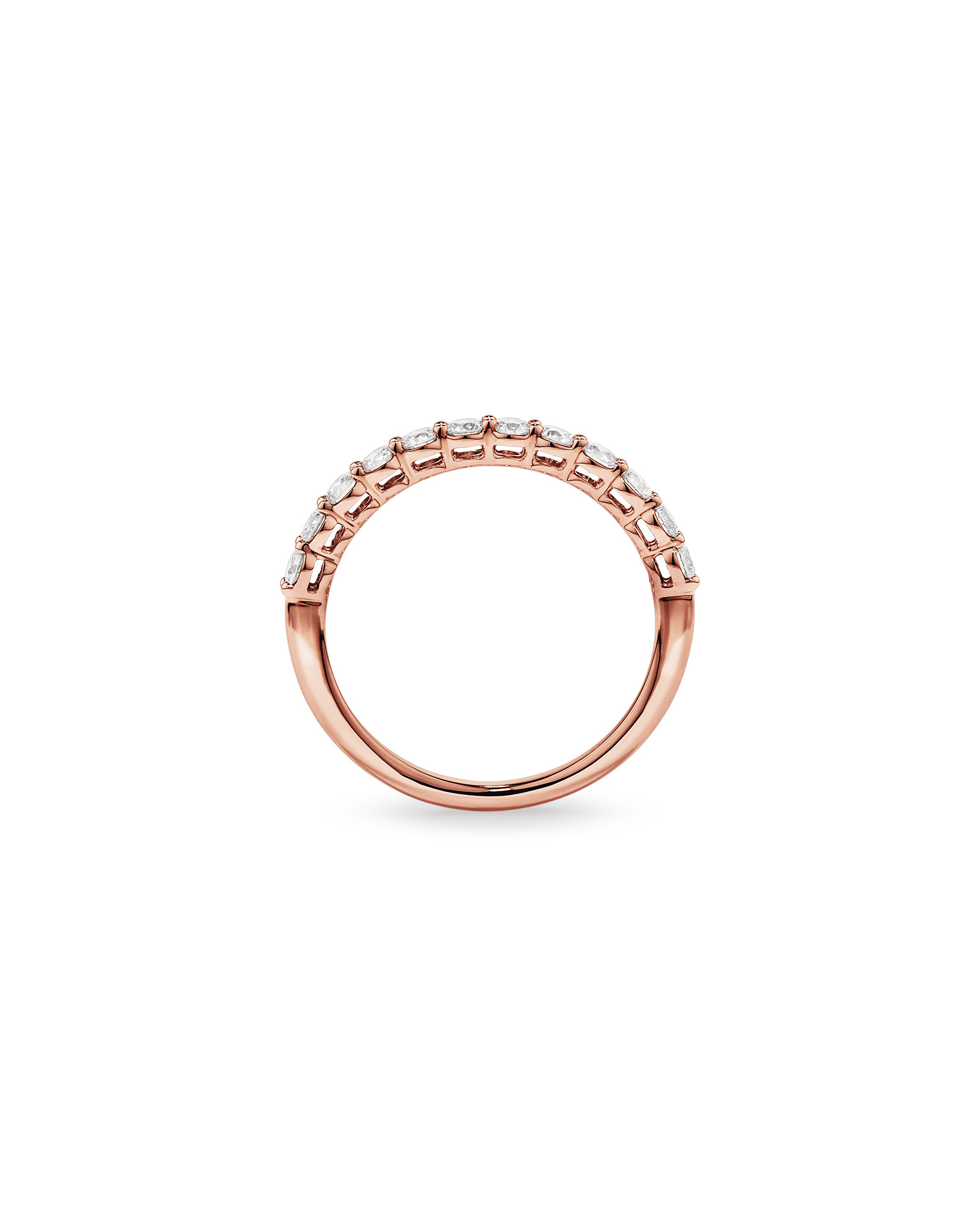 0.60 Carat TW Claw Set Round Brilliant Laboratory-Grown Diamond Wedding Ring in 14kt Rose Gold