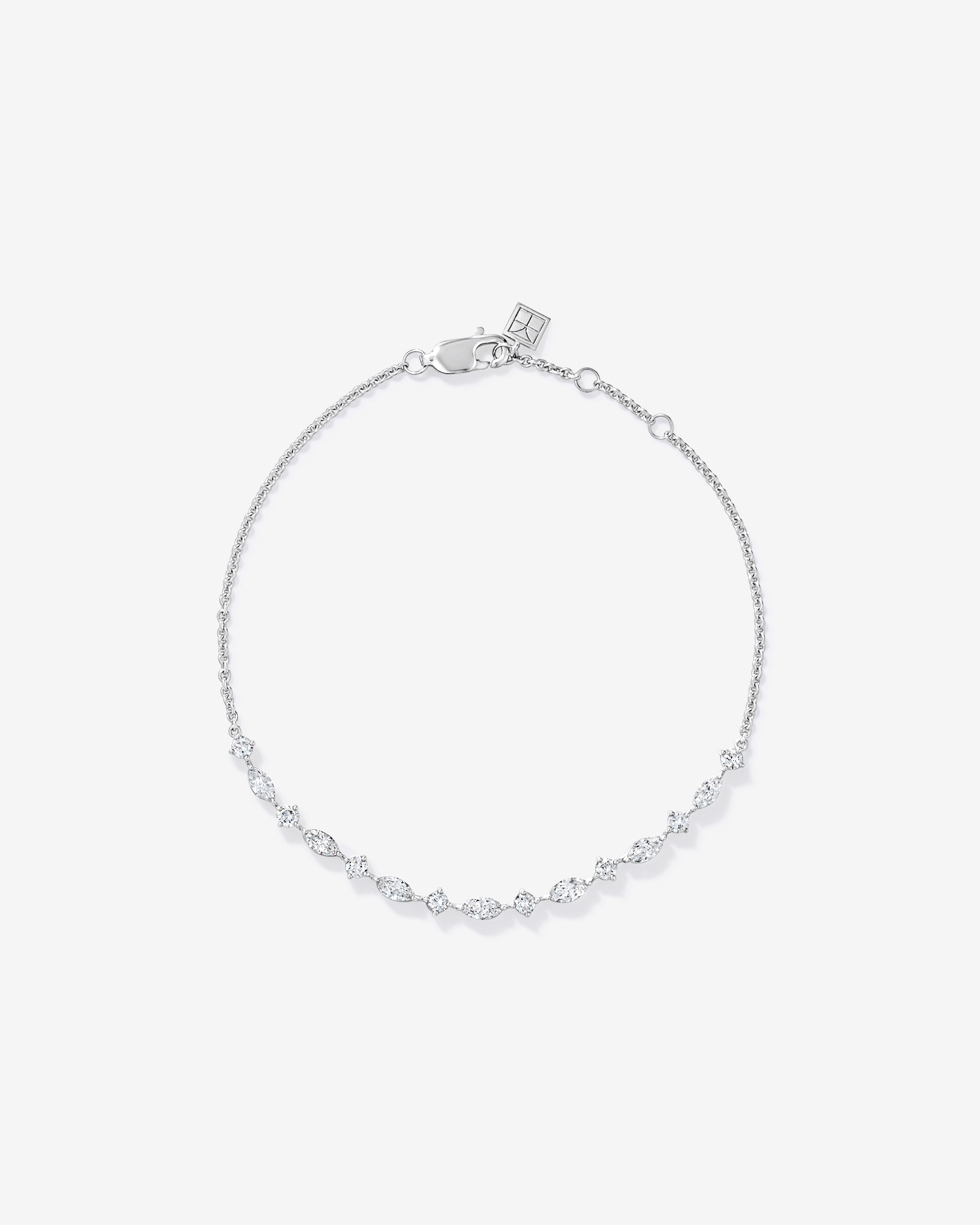 1.10TW Marquise & Round Brilliant Lab Tennis Bracelet Silver