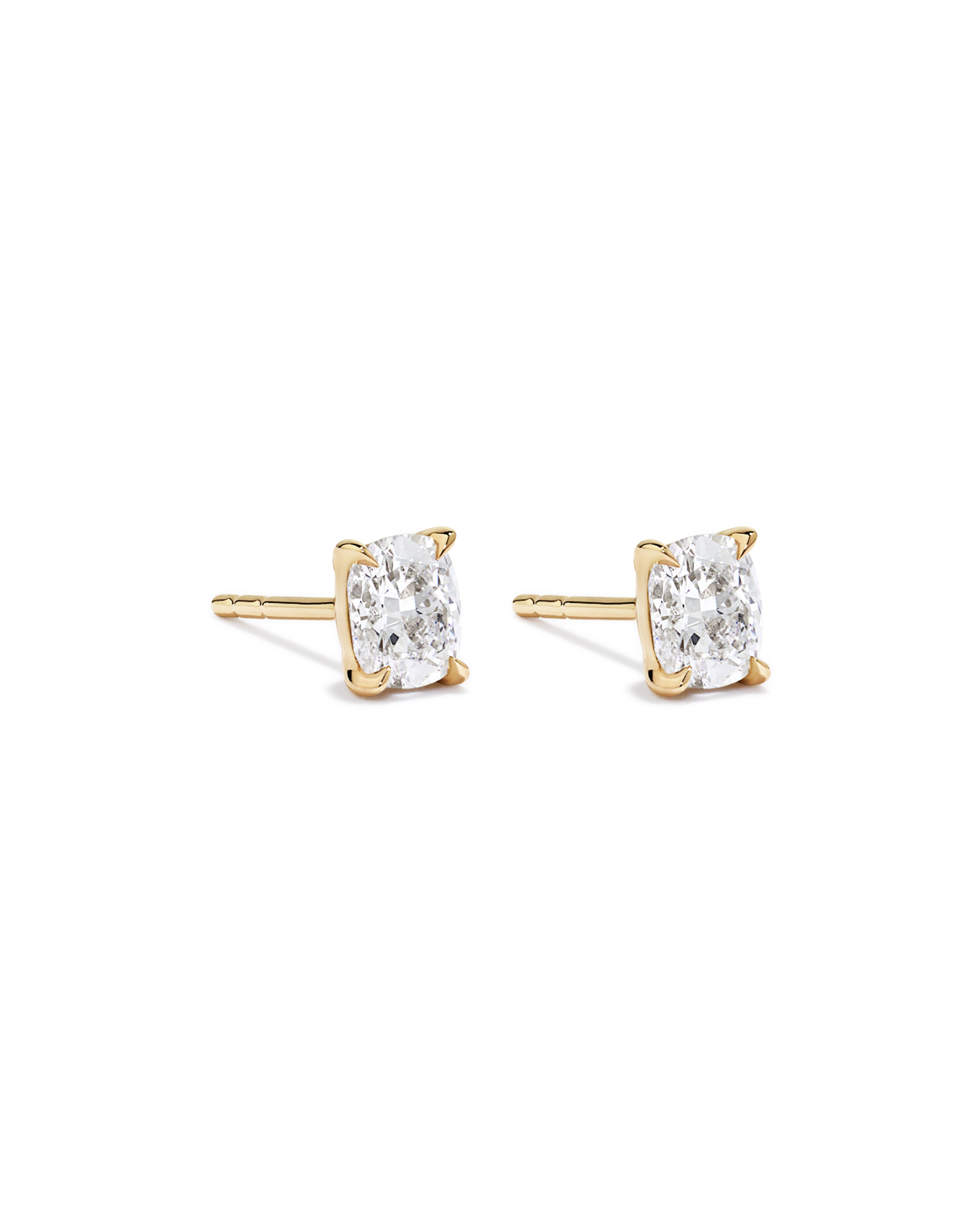 1.00TW Lab Diamond Cushion Stud Earrings in 10kt Gold