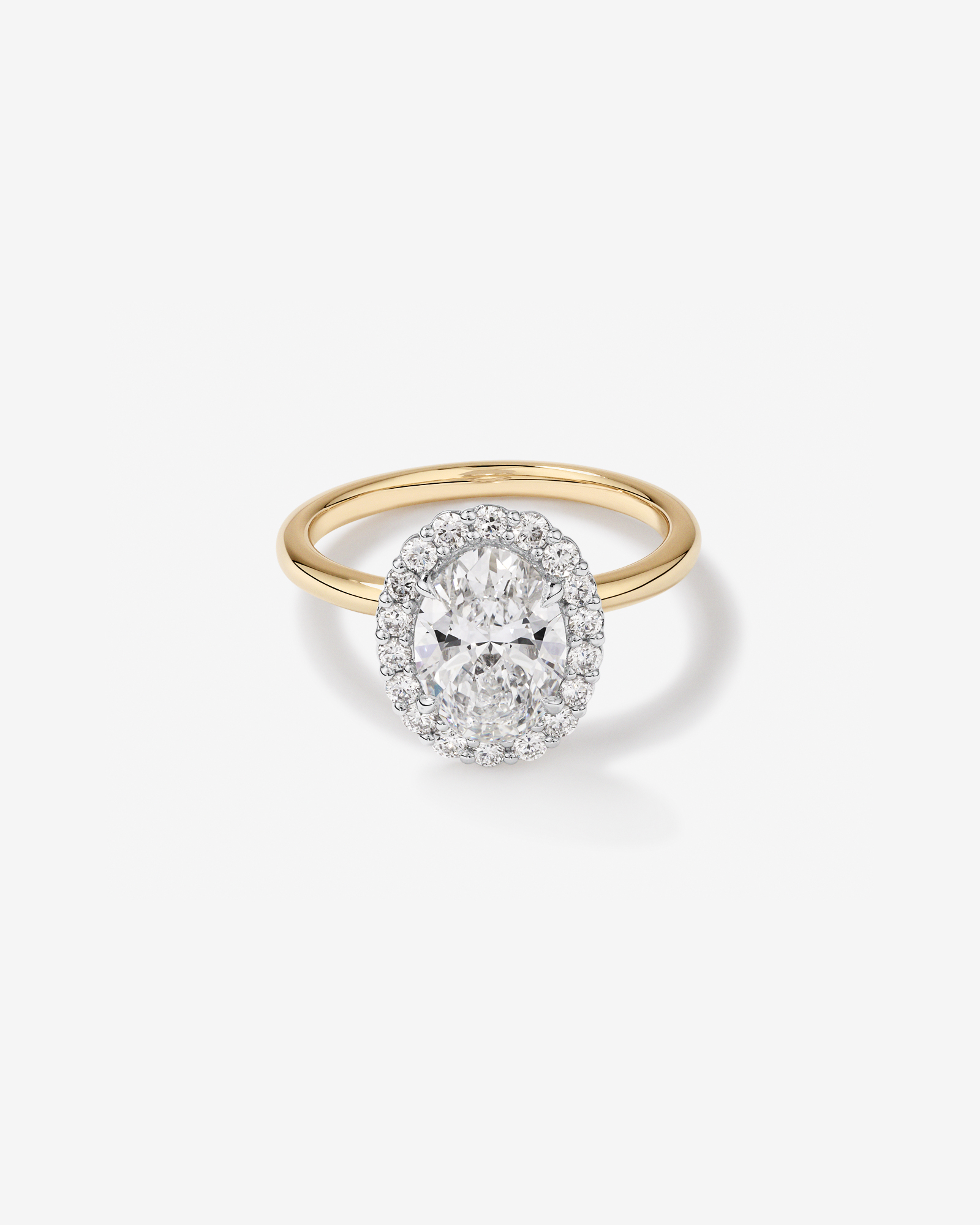 2.34 Carat TW Oval Cut Laboratory-Grown Diamond Halo Engagement Ring 14kt Yellow and White Gold