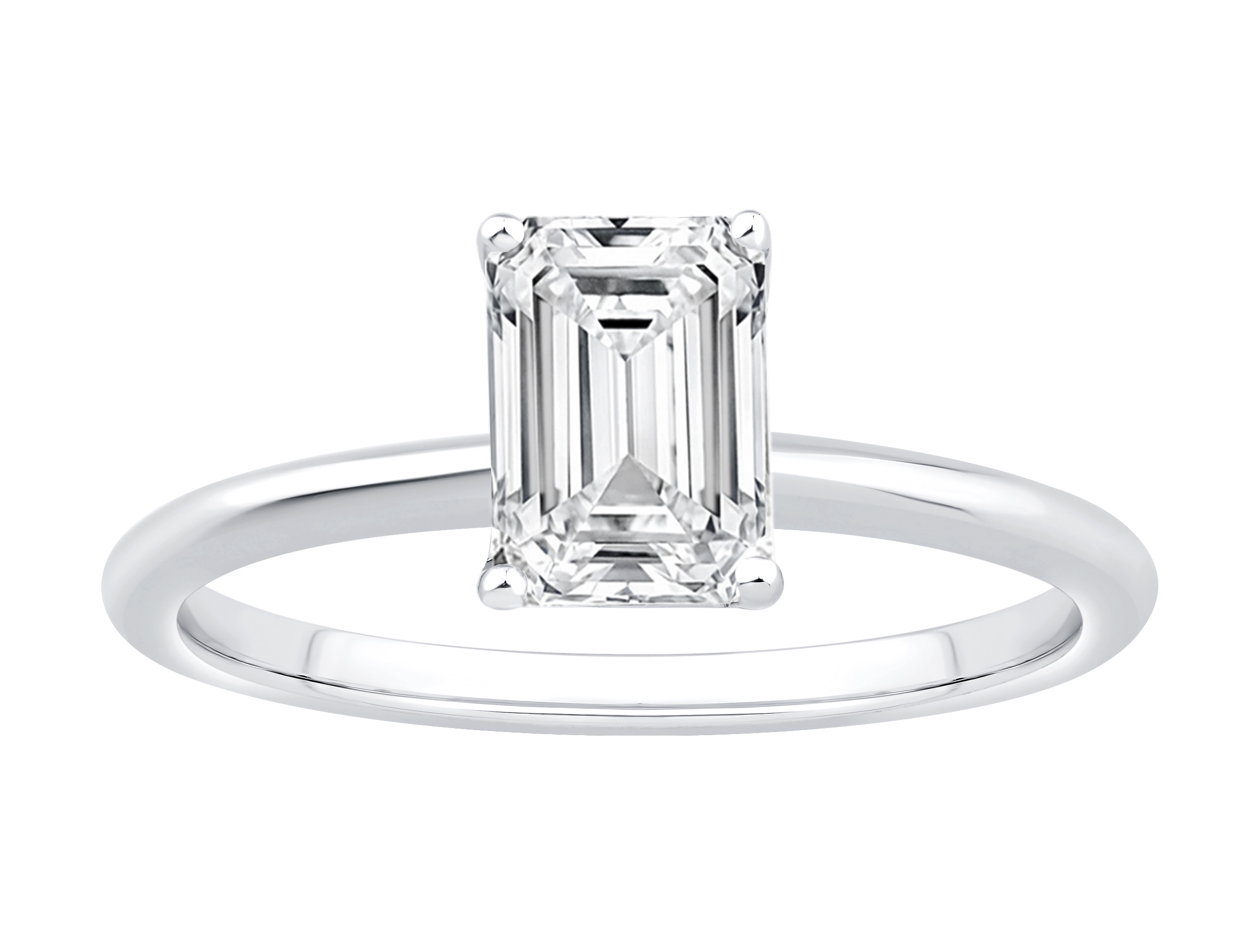 1.25 Carat TW Emerald Cut Laboratory-Grown Diamond Solitaire Engagement Ring 14kt White Gold