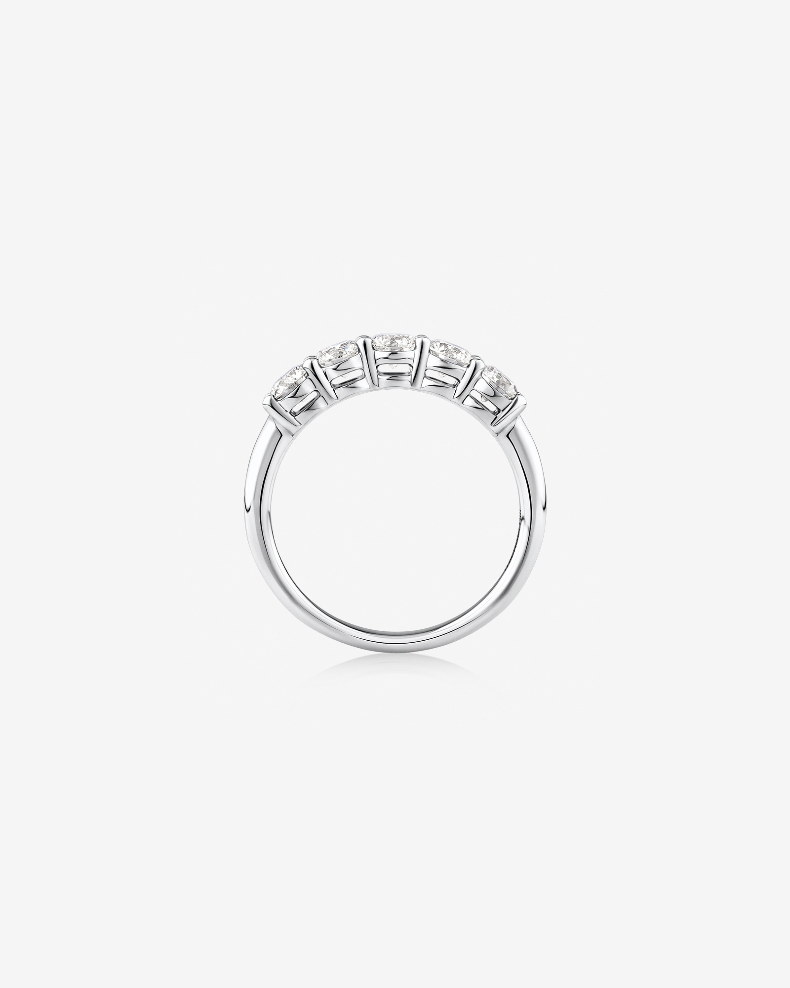 Alliance à cinq pierres Evermore en or blanc 14 K avec diamants totalisant 1 ct