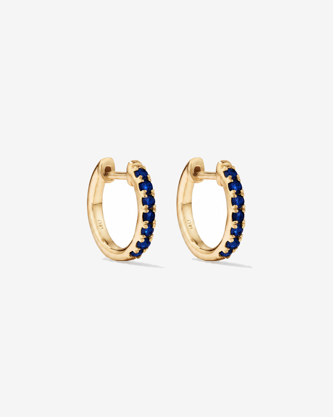 Boucles d'oreilles anneaux Saphir en or jaune 10 ct