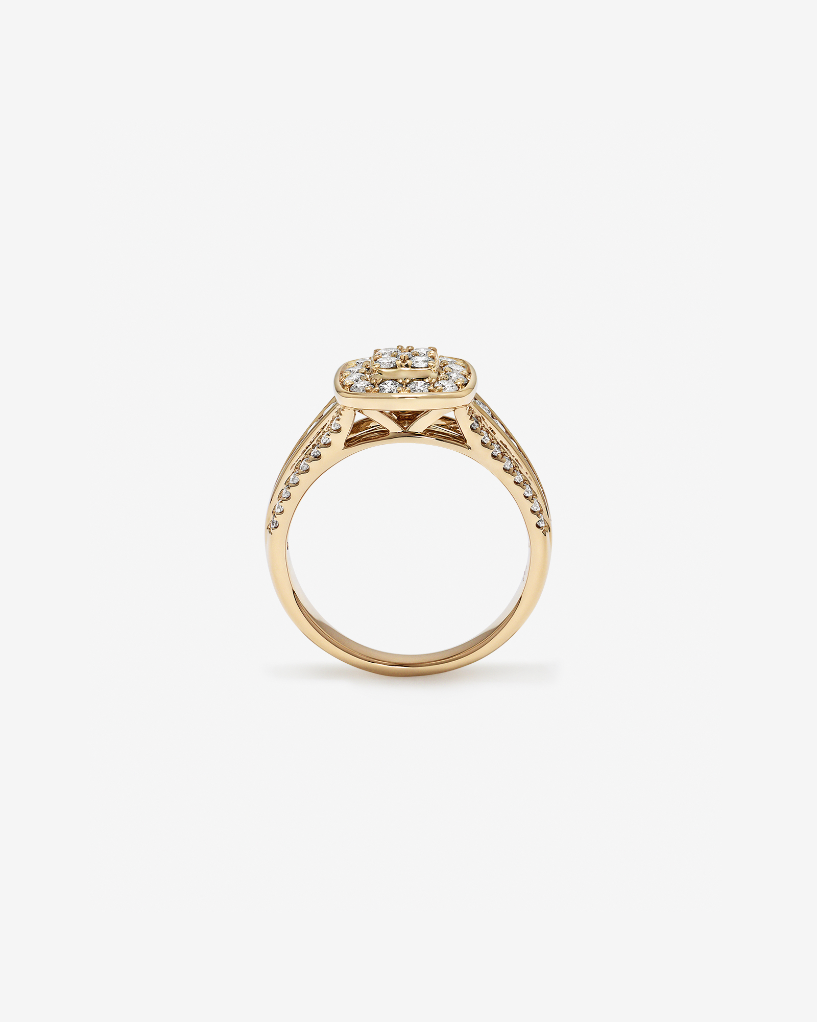 0.85 Carat TW Cushion-Shaped Diamond Cluster Ring 10kt Yellow Gold