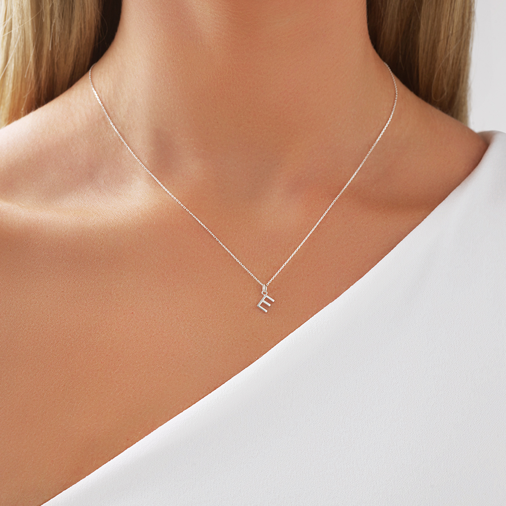 "E" Initial Pendant in Sterling Silver
