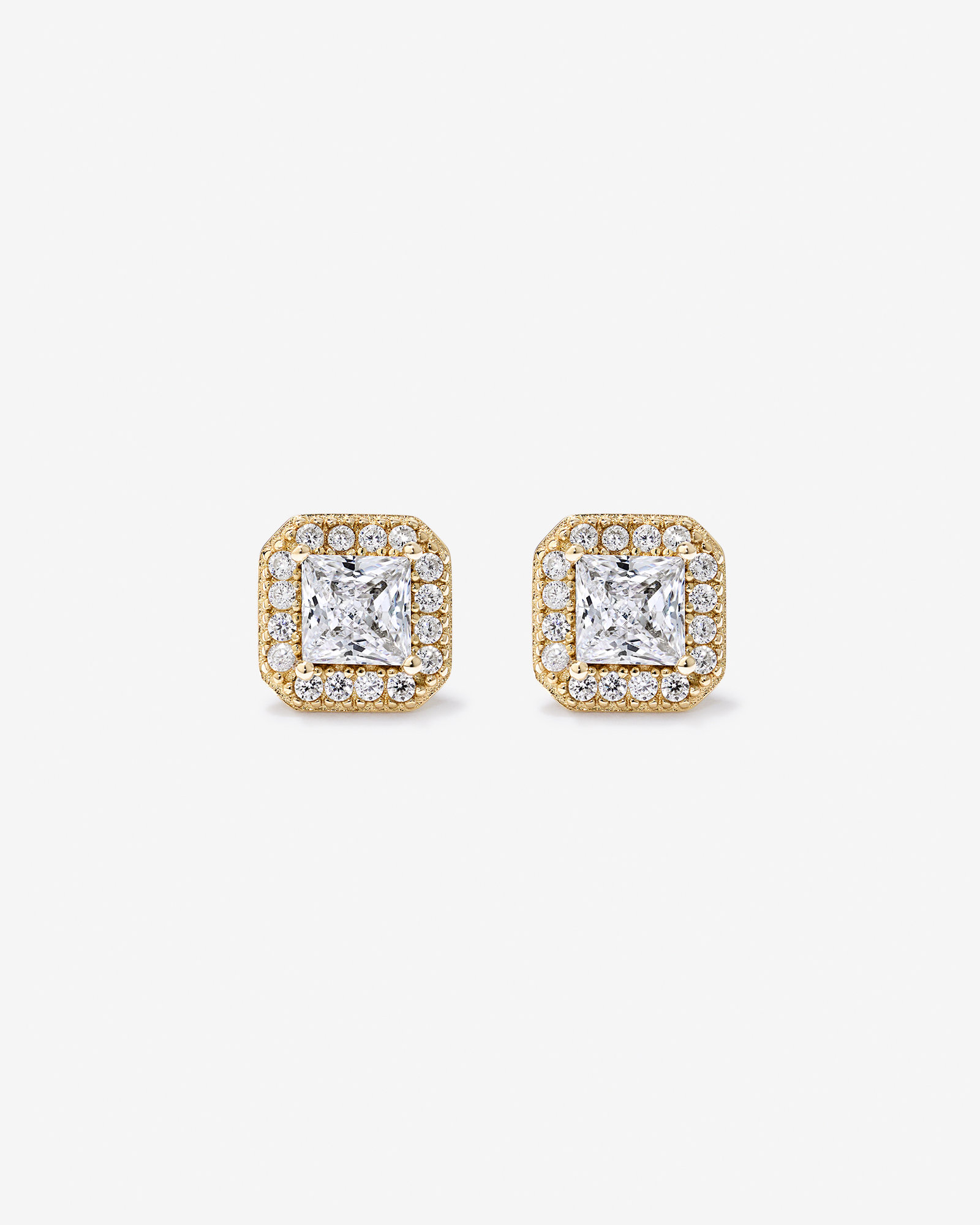 Halo Stud Earring in 18kt Vermeil with Cubic Zirconia