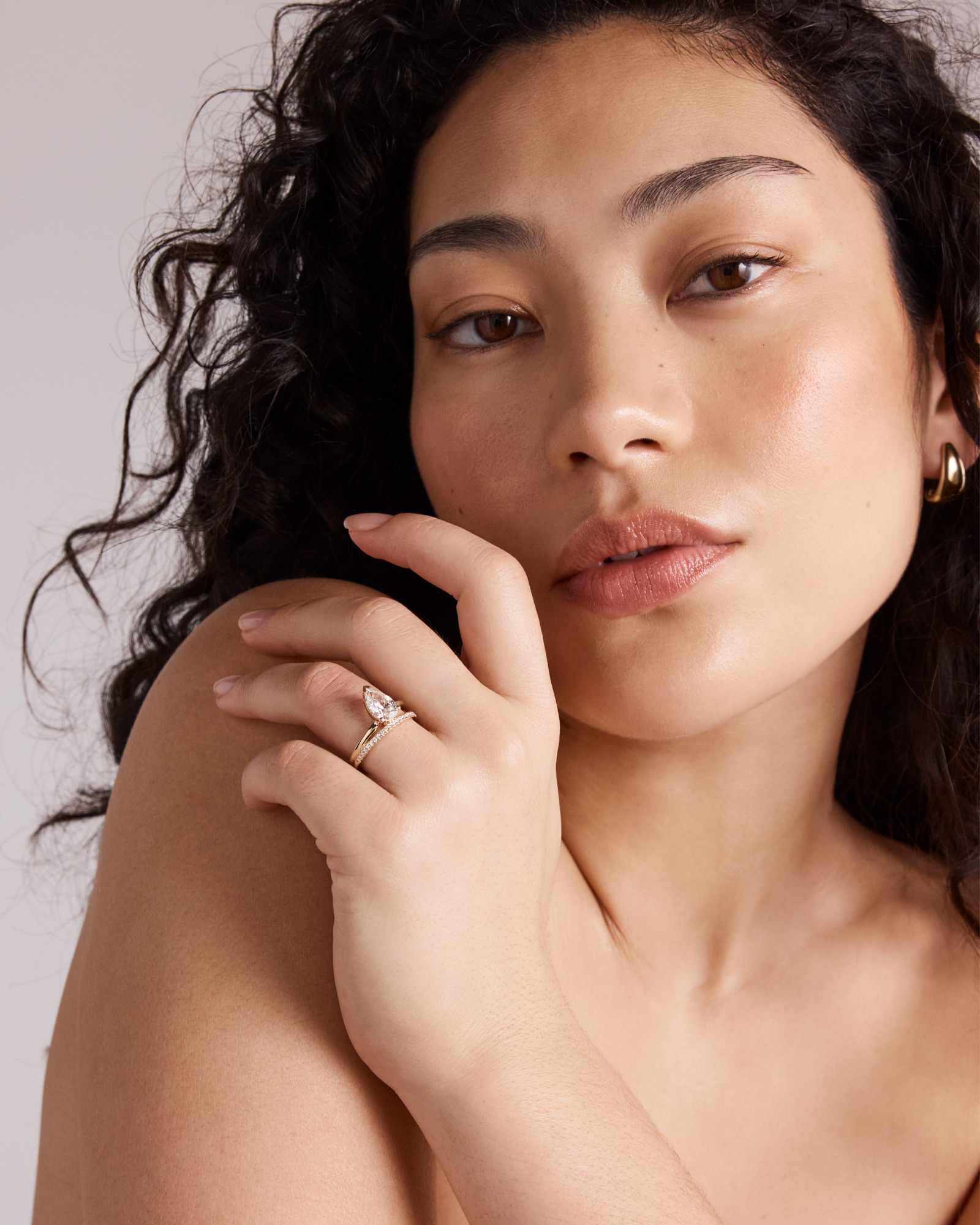 1.87 Carat TW Pear Cut Lab-Grown Diamond Double Band Engagement Ring in 14kt Yellow Gold