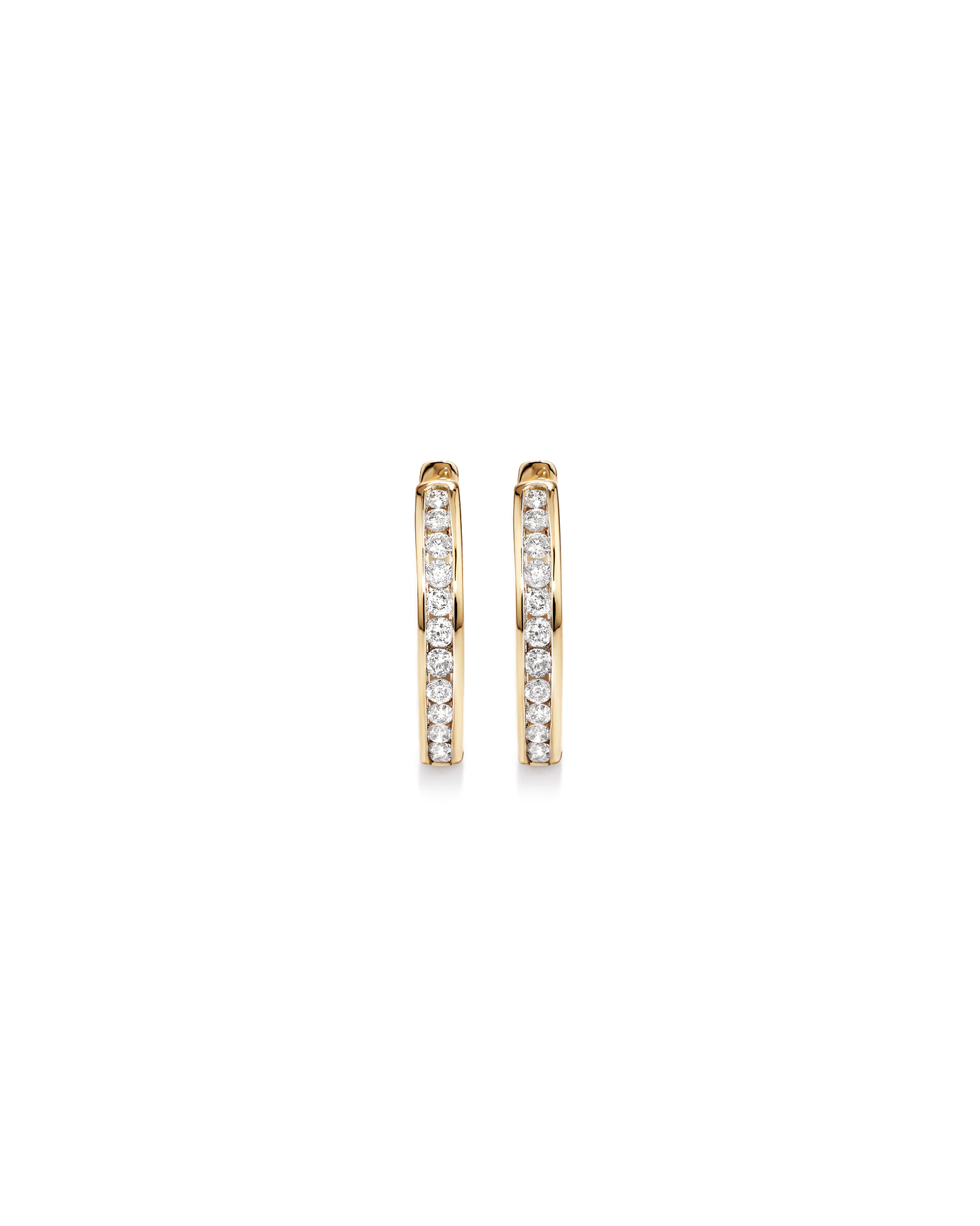 0.25 Carat TW Channel Set Round Brilliant Diamond Huggie Hoop Earrings in 10kt Yellow Gold