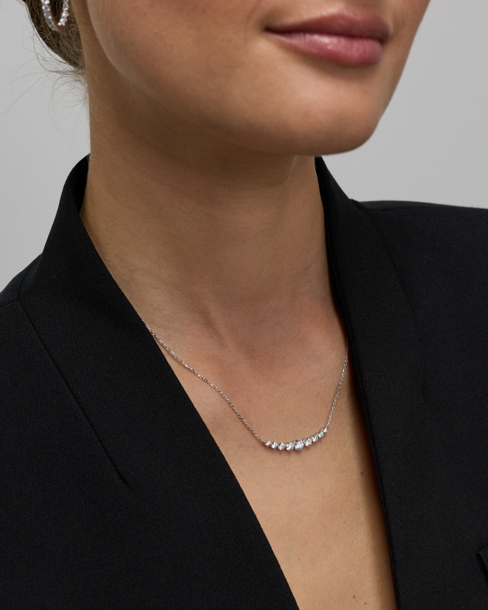 1.00TW Collier diplômé en diamant de laboratoire en argent