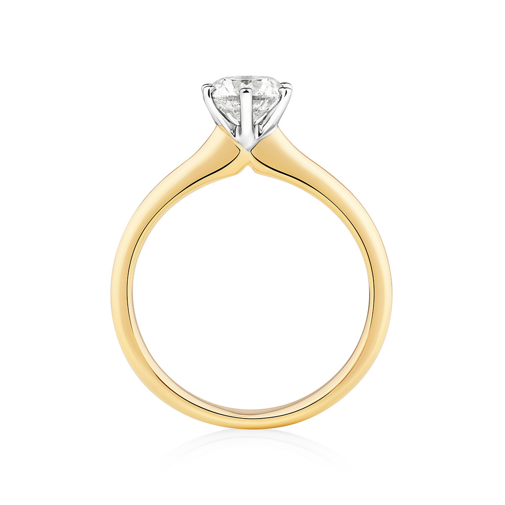 Certified Solitaire Engagement Ring with a 1 Carat TW Diamond in 18kt Yellow/White Gold