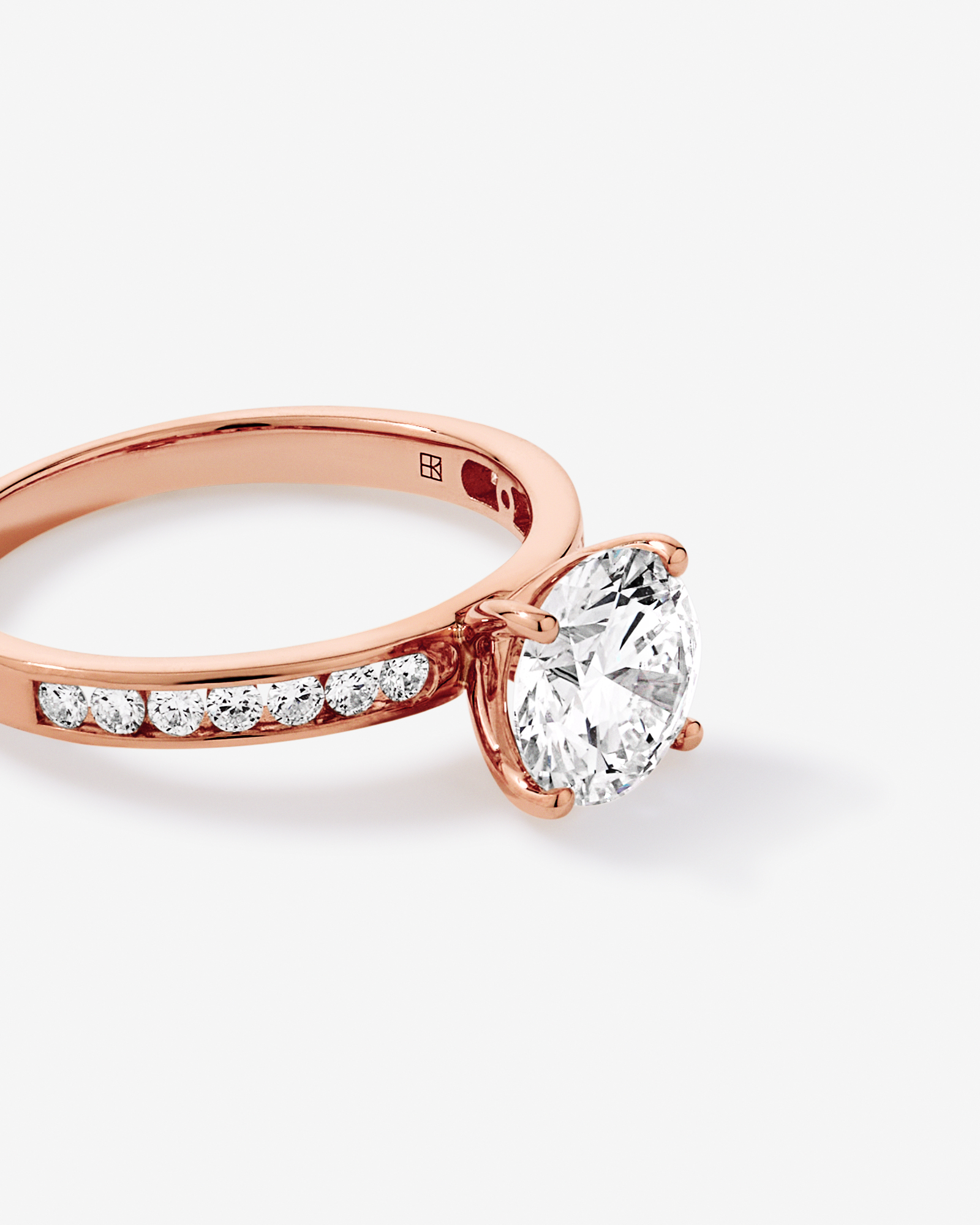 2.00 Carat TW Round Brilliant Laboratory-Grown Diamond Engagement Ring with Channel Set Side Accent Diamonds 14kt Rose Gold