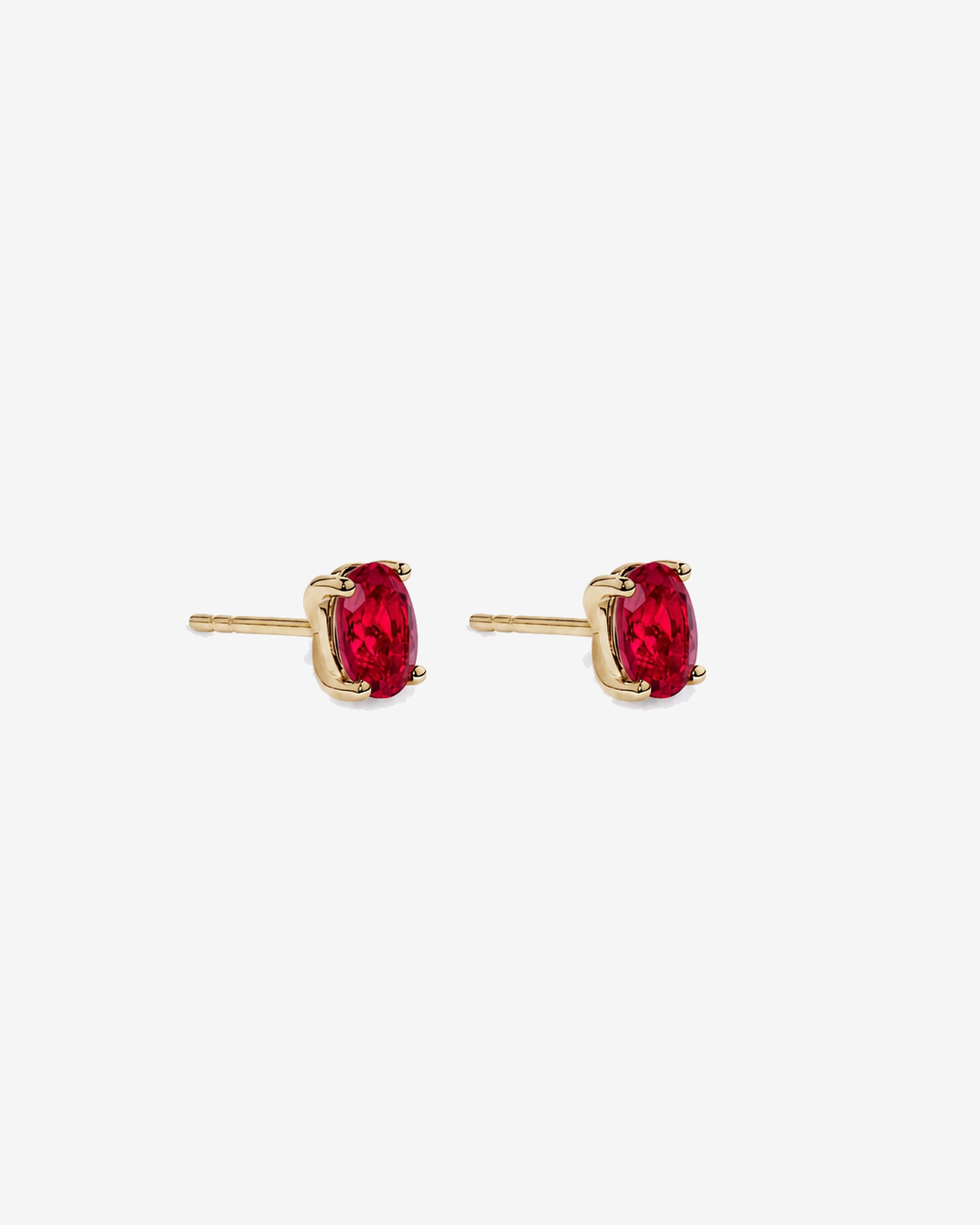 Oval Ruby Stud Earrings in 10kt Yellow Gold