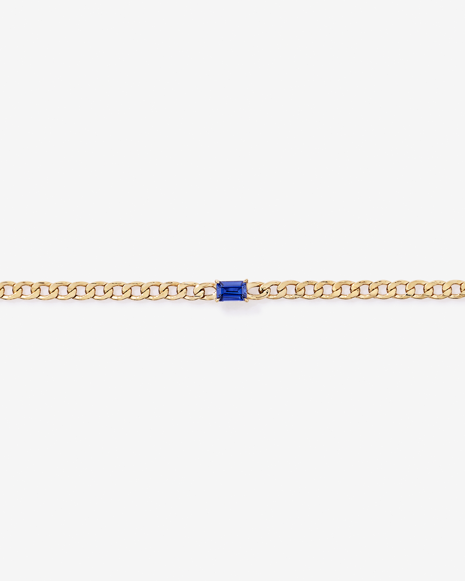 Created Sapphire Curb Link Bracelet in 10kt Yellow Gold