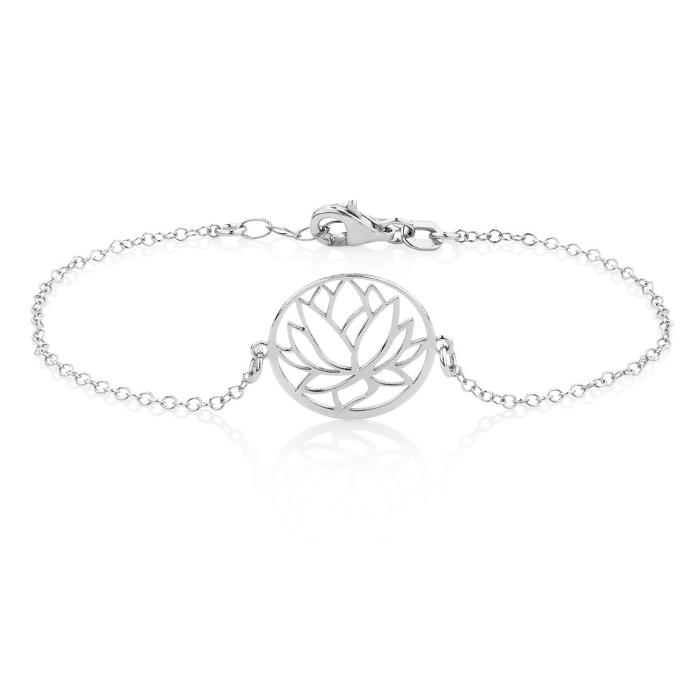 Lotus Flower Bracelet in Sterling Silver