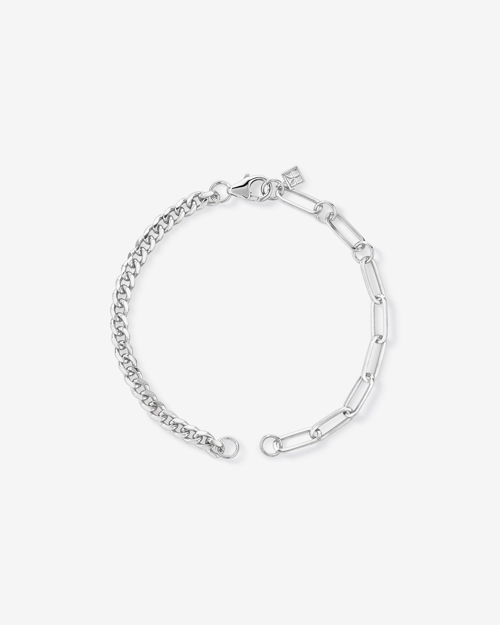 Paperclip and Curb Link Bracelet in Sterling Silver